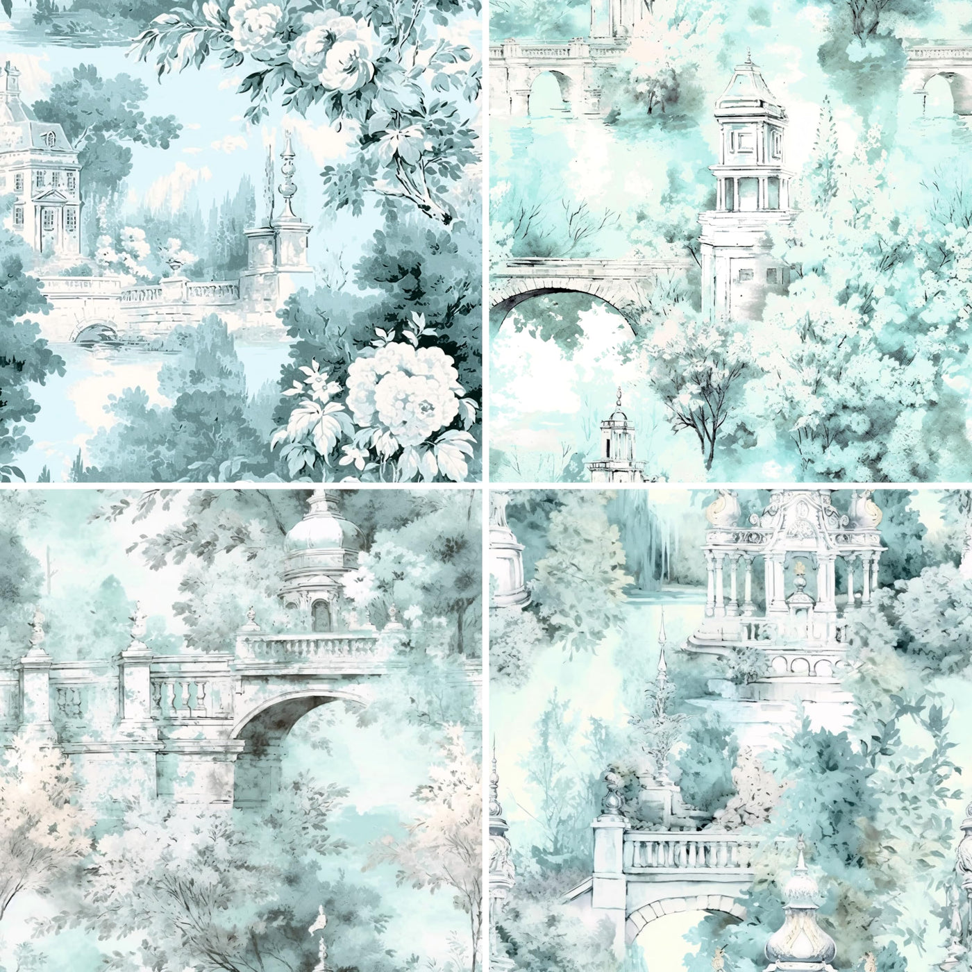 Decoupage Rice Paper (2 pc) - 8x Decoupage Toile de Jouy Designs for Collage, Card Making & Crafts, Decoupage by CRAFT KREATIVELY