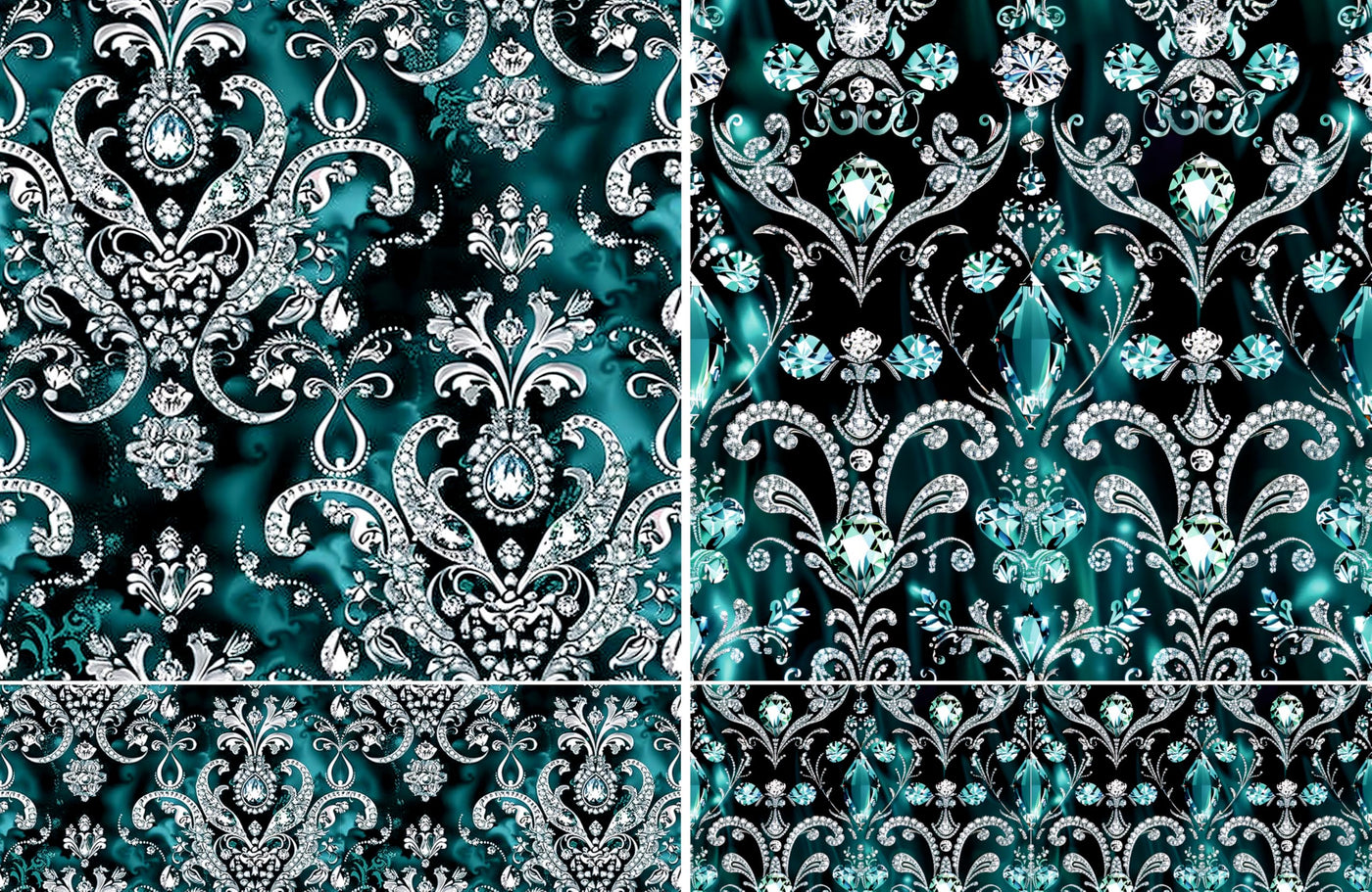 Crystal Damask Decoupage Rice Papers, 8 x 11.5 inch (A4) - 4 Sheets | 16 Pieces | 8 Unique Designs | Versatile Christmas Designs for Art Projects & Crafting by CRAFT KREATIVELY