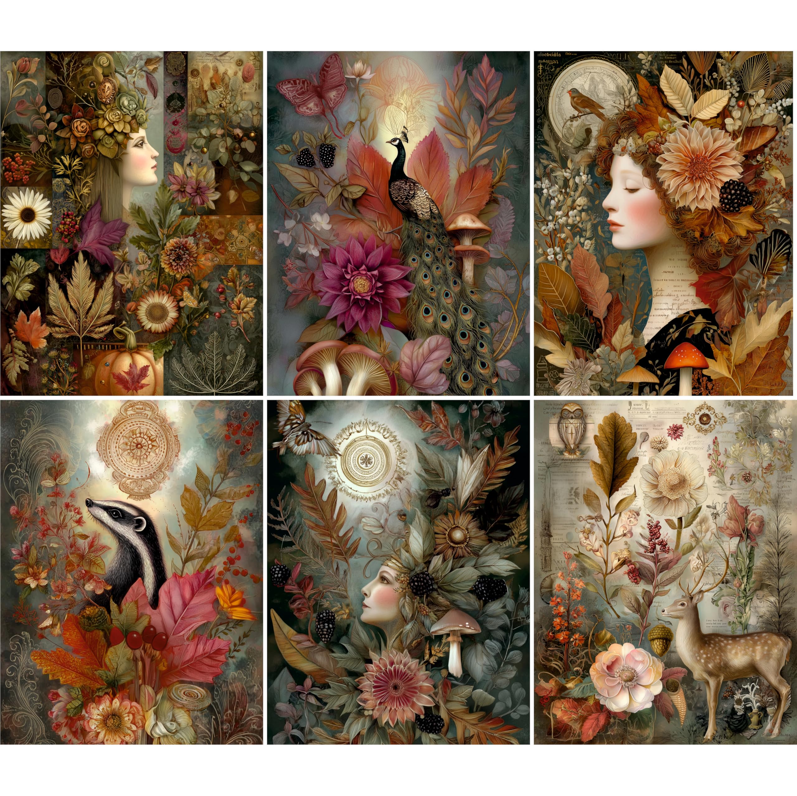 Decoupage Rice Papers - 6 Pieces | 6 Unique Designs | Versatile Decoupage Designs for Art Projects & Crafting by CRAFT KREATIVELY (Magic)