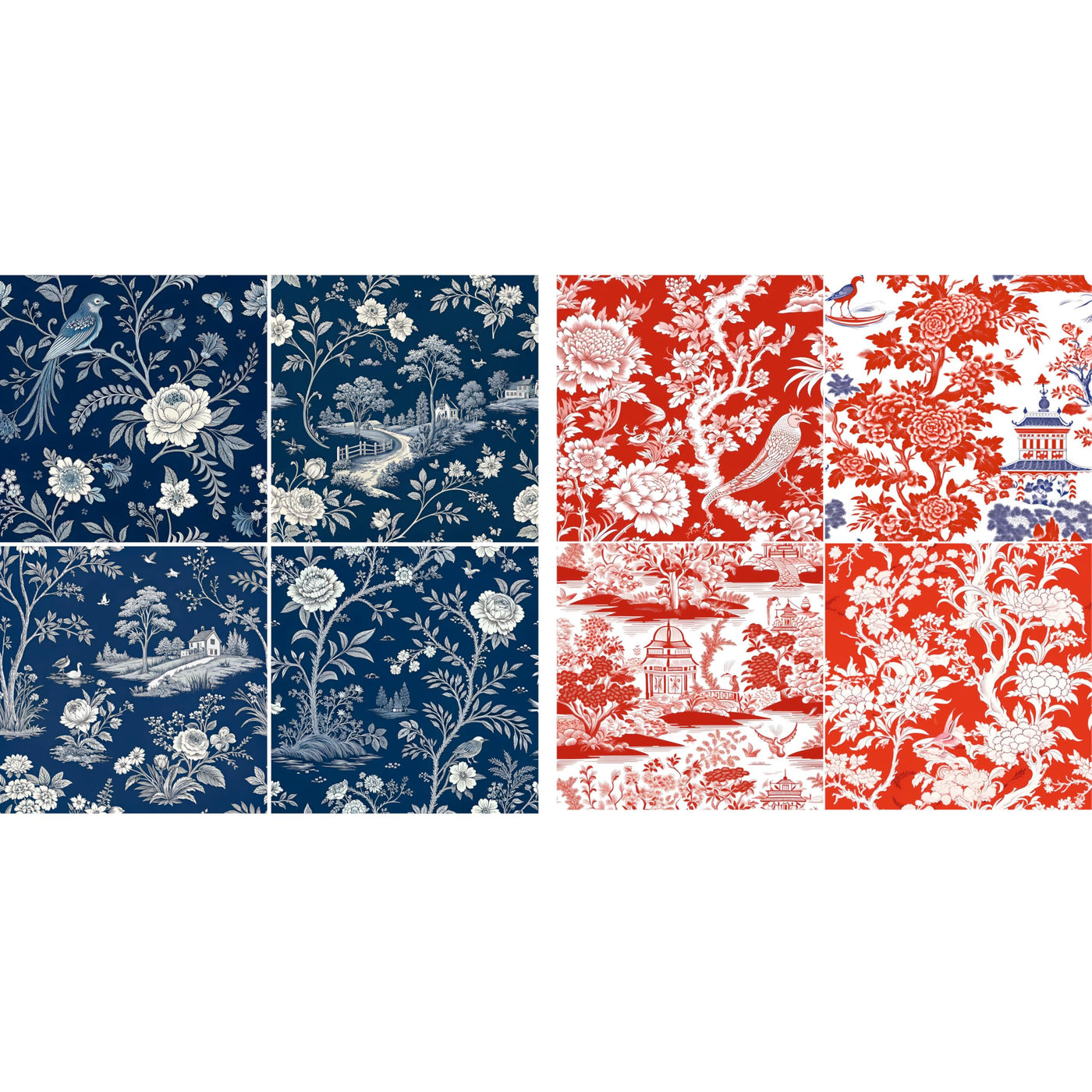 Decoupage Rice Paper (2 pc) - 8x Decoupage Toile de Jouy Designs for Collage, Card Making & Crafts, Decoupage by CRAFT KREATIVELY