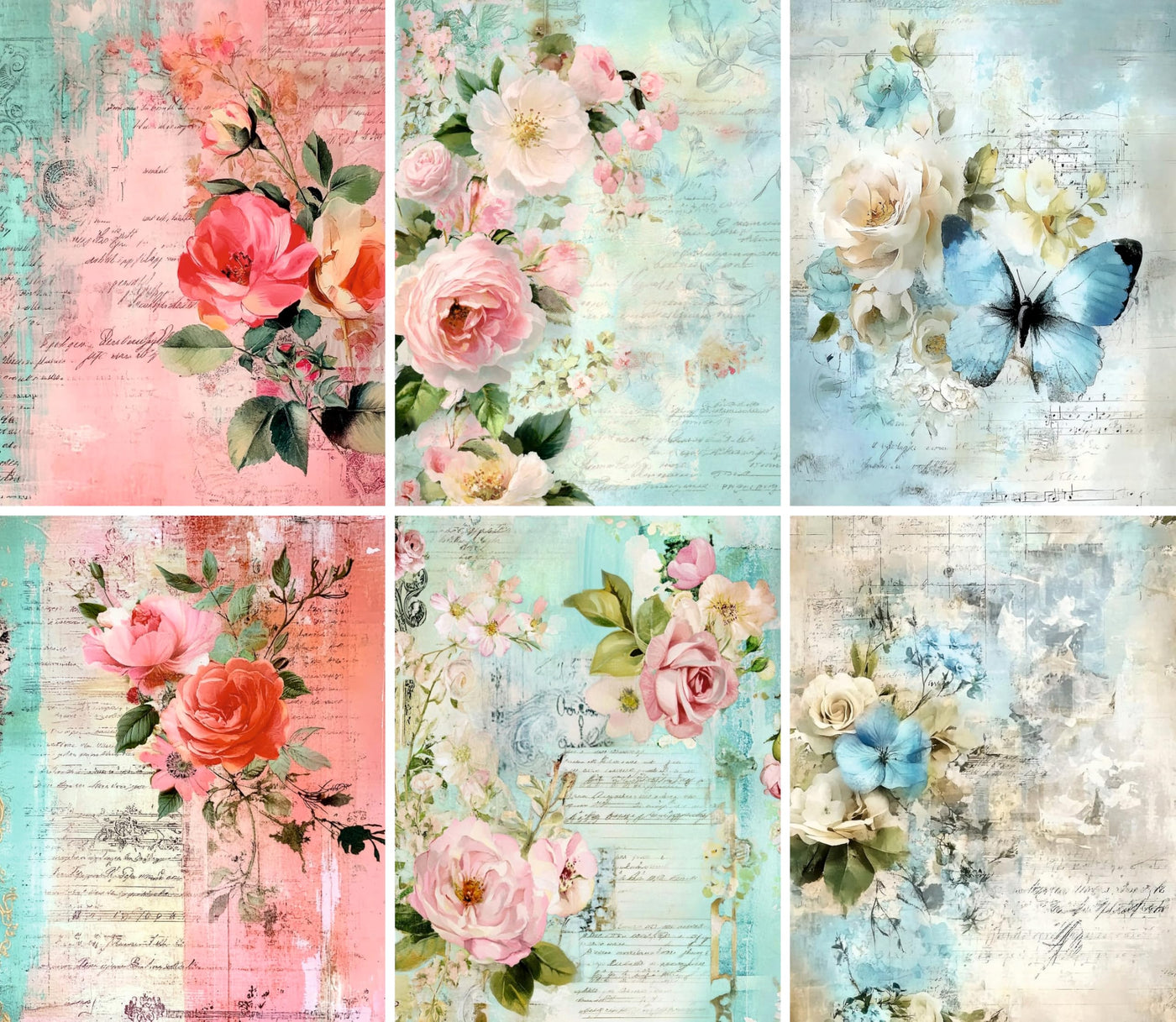 Decoupage Rice Paper, 20 x 26.5cm(6 Sheets) – 6x Decoupage Papers for Collage, Mixed Media, Card Making & Crafts, Decoupage by CRAFT KREATIVELY