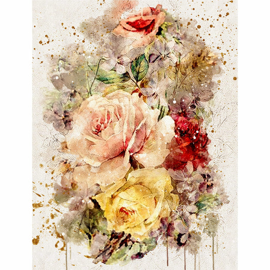 Bouquet Rice Paper, 20.32 x 26.67 cm - 6 x Different Printed Mulberry Paper Images 30gsm Visible Fibres for Decoupage Crafts Mixed Media Collage Art
