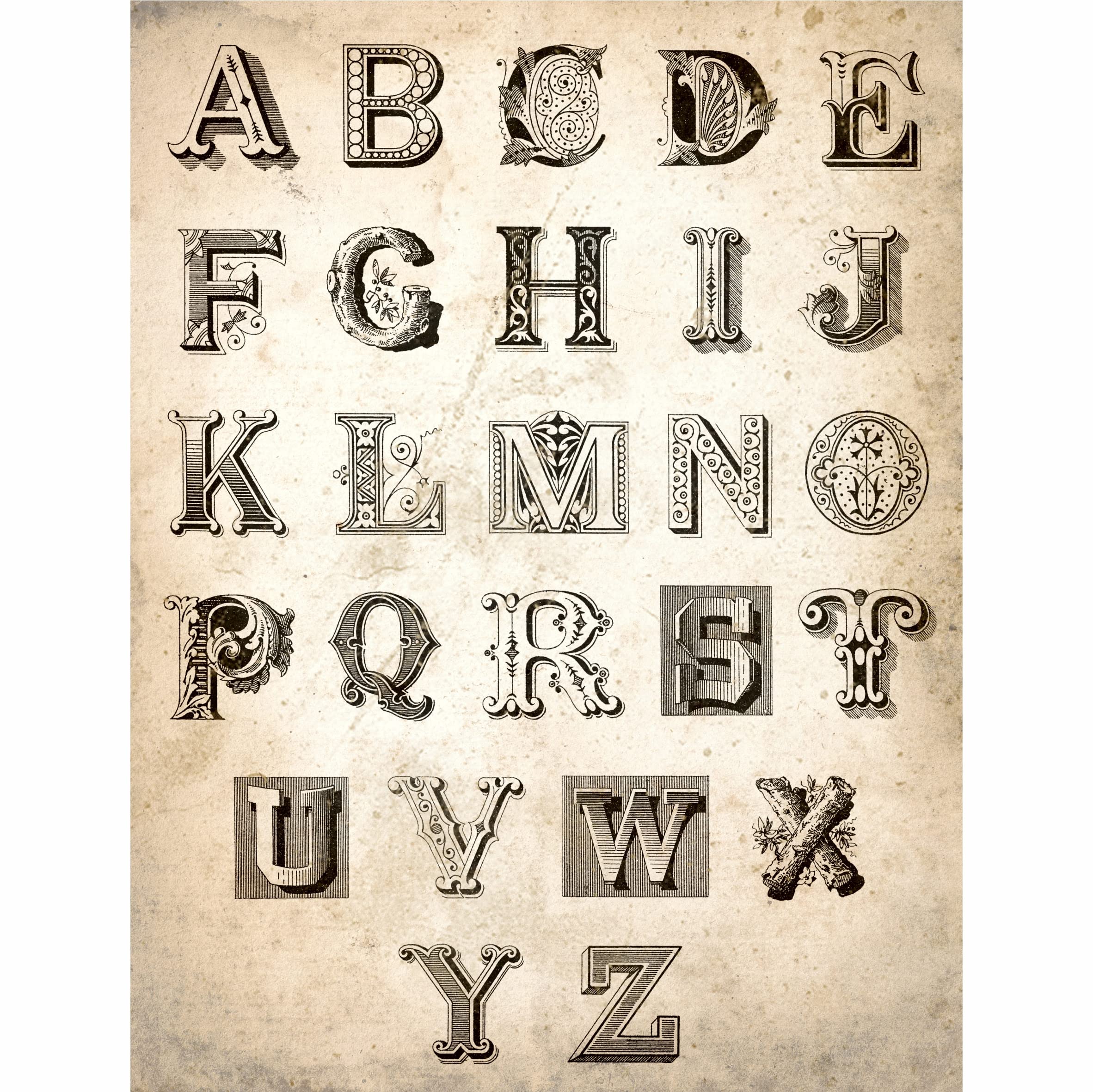 Antique Background Mulberry Rice Paper, 20.5 x 26.5cm - 6 x Different Printed Mulberry Paper Images 30gsm Visible Fibres for Decoupage Crafts Mixed Media Collage Art