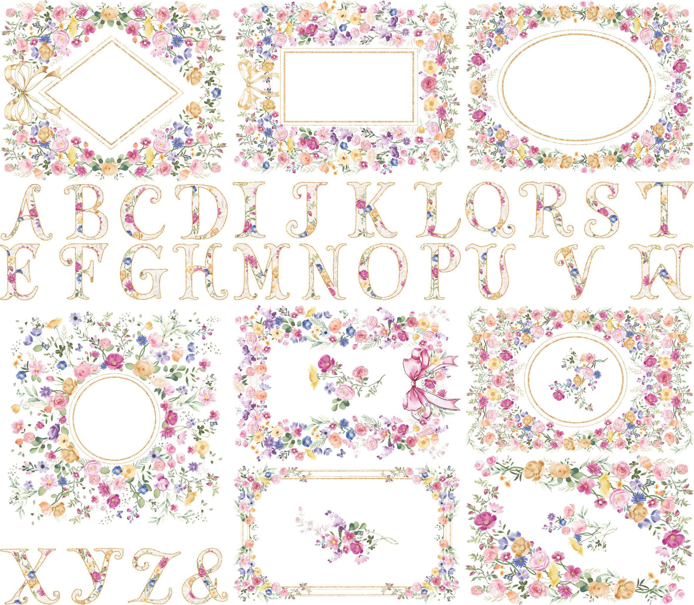 Letters n Frames Rice Paper - Hand Painted Decoupage Craft Cards