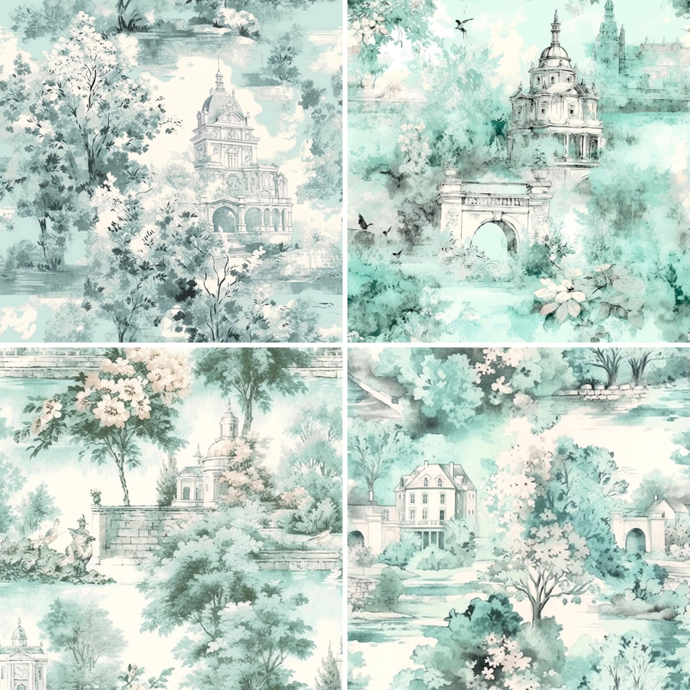 Decoupage Rice Paper (2 pc) - 8x Decoupage Toile de Jouy Designs for Collage, Card Making & Crafts, Decoupage by CRAFT KREATIVELY