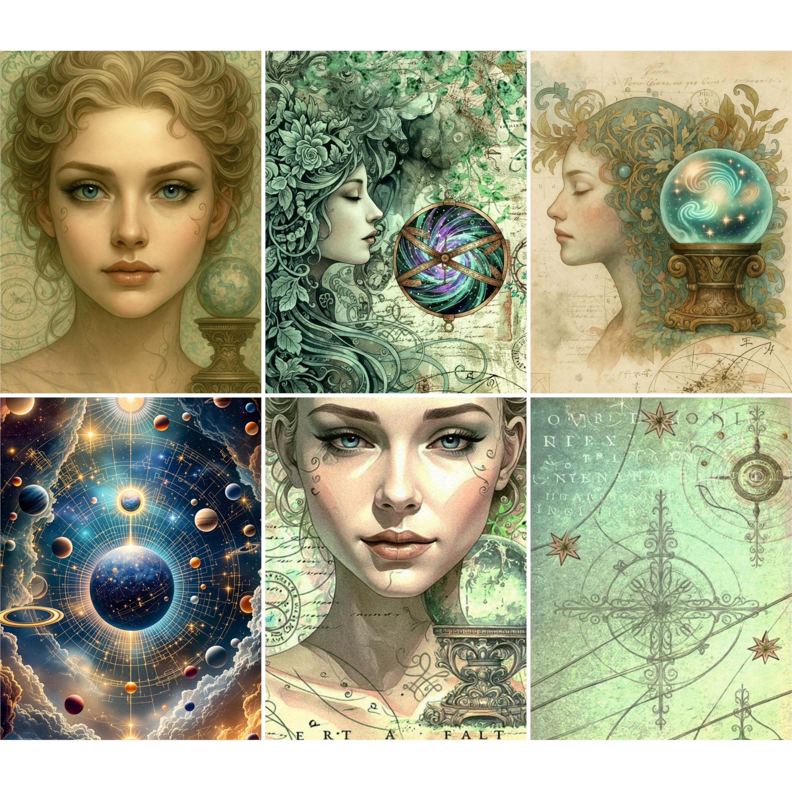 Decoupage Rice Papers - 6 Pieces | 6 Unique Designs | Versatile Decoupage Designs for Art Projects & Crafting by CRAFT KREATIVELY (Cosmic)