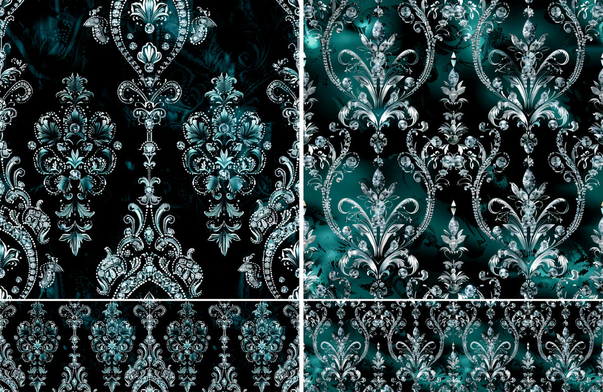 Teal Damask Decoupage Rice Papers, 8 x 11.5 inch (A4) - 4 Sheets | 16 Pieces | 8 Unique Designs | Versatile Christmas Designs for Art Projects & Crafting by CRAFT KREATIVELY