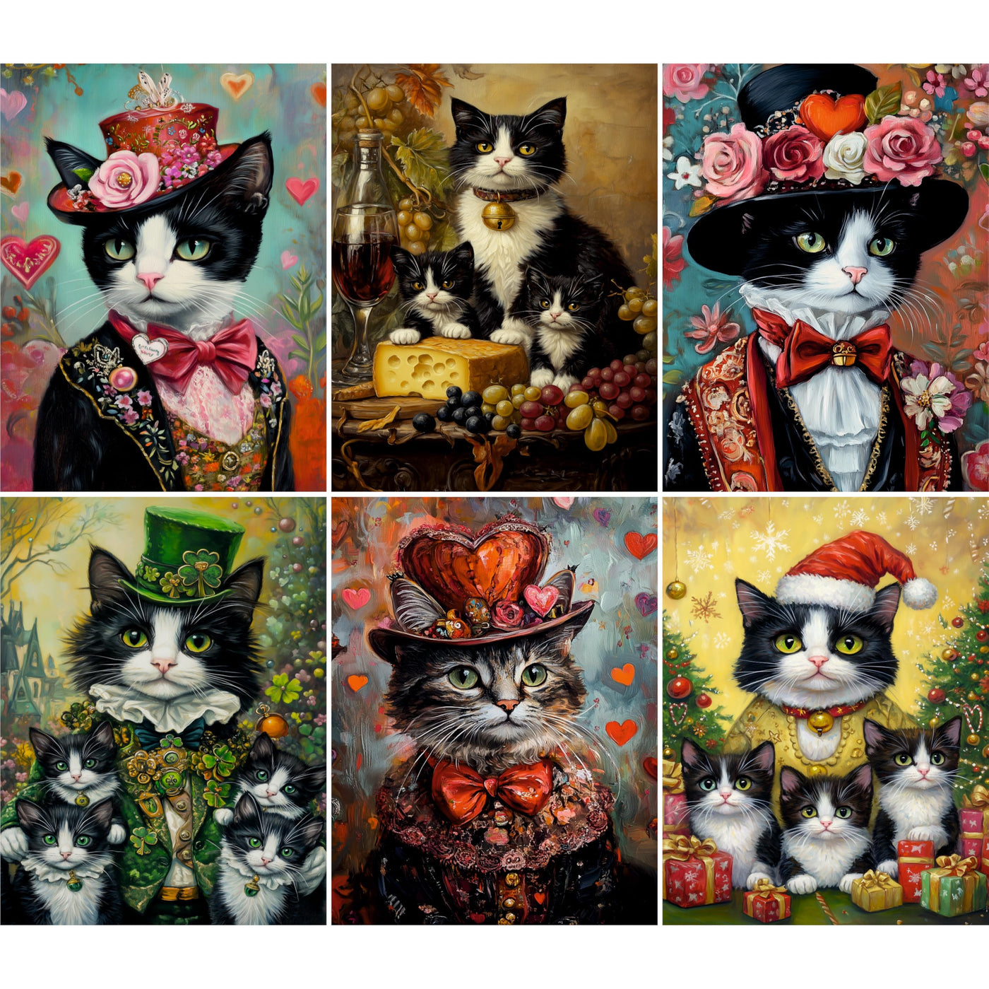 Decoupage Rice Papers - 6 Pieces | 6 Unique Designs | Versatile Decoupage Designs for Art Projects & Crafting by CRAFT KREATIVELY (Cats)