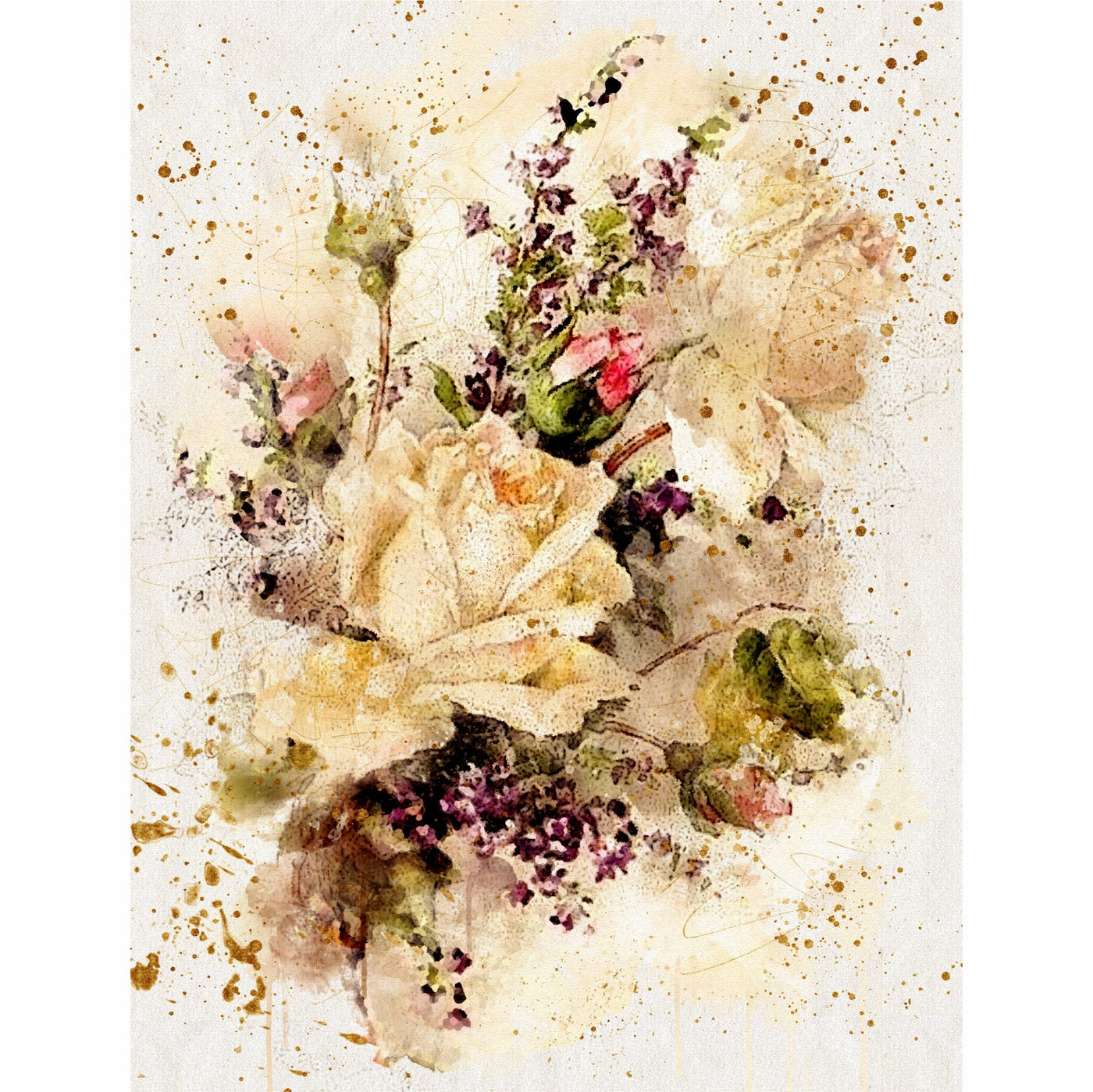 Bouquet Rice Paper, 20.32 x 26.67 cm - 6 x Different Printed Mulberry Paper Images 30gsm Visible Fibres for Decoupage Crafts Mixed Media Collage Art