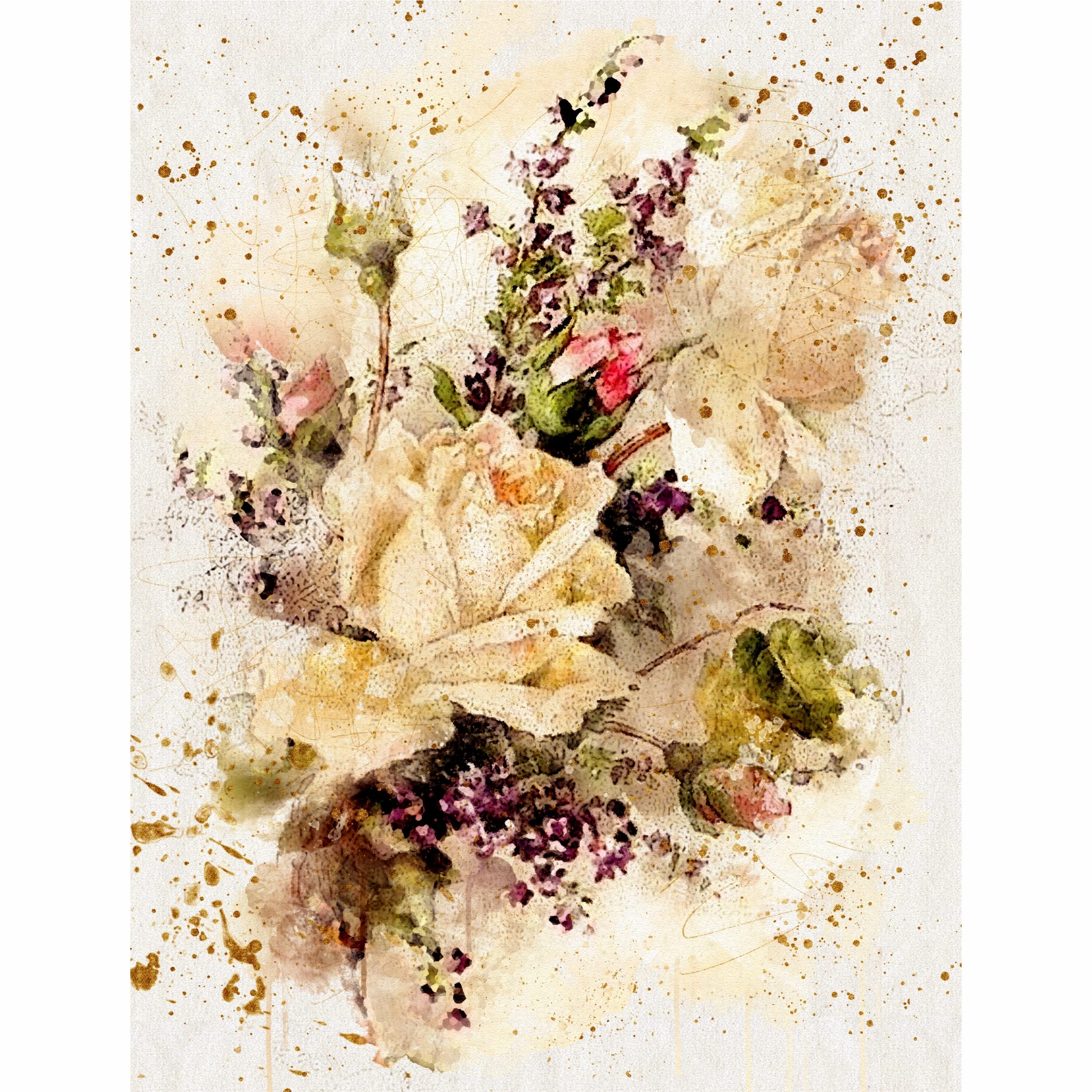 Bouquet Rice Paper, 20.32 x 26.67 cm - 6 x Different Printed Mulberry Paper Images 30gsm Visible Fibres for Decoupage Crafts Mixed Media Collage Art