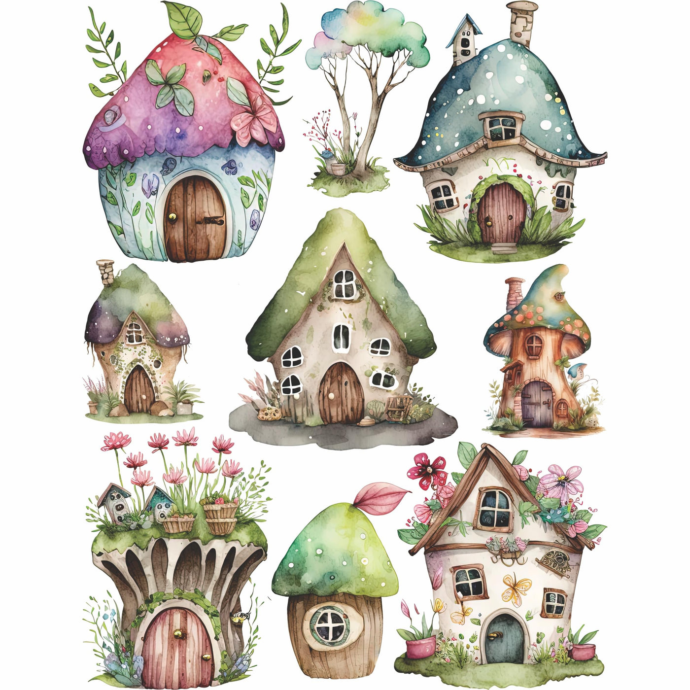 Fairy Theme Mulberry Rice Paper, 20.32 x 26.67 cm - 6 Unique Printed Mulberry Paper Pages 30gsm Visible Fibres for Decoupage Crafts Mixed Media Collage Art