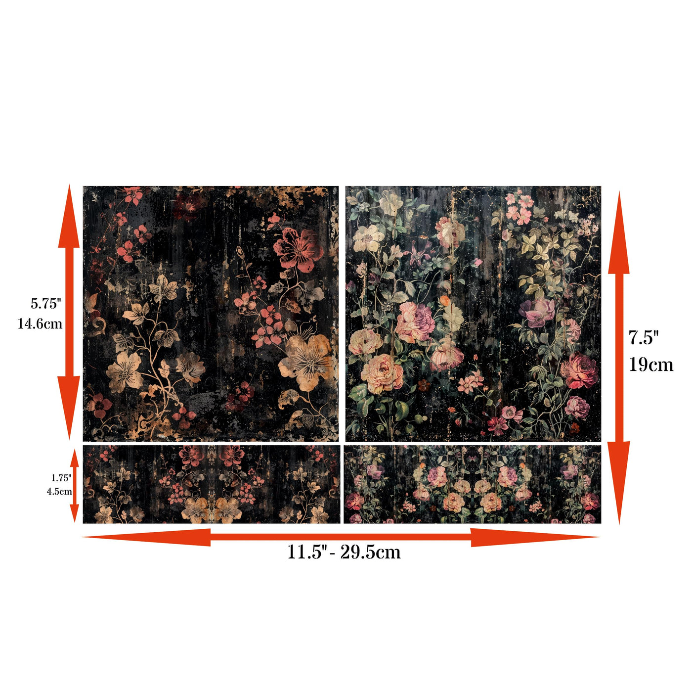 Dark Distressed Decoupage Rice Papers, 8 x 11.5 inch (A4) - 4 Sheets | 16 Pieces | 8 Unique Designs | Versatile Christmas Designs for Art Projects & Crafting by CRAFT KREATIVELY