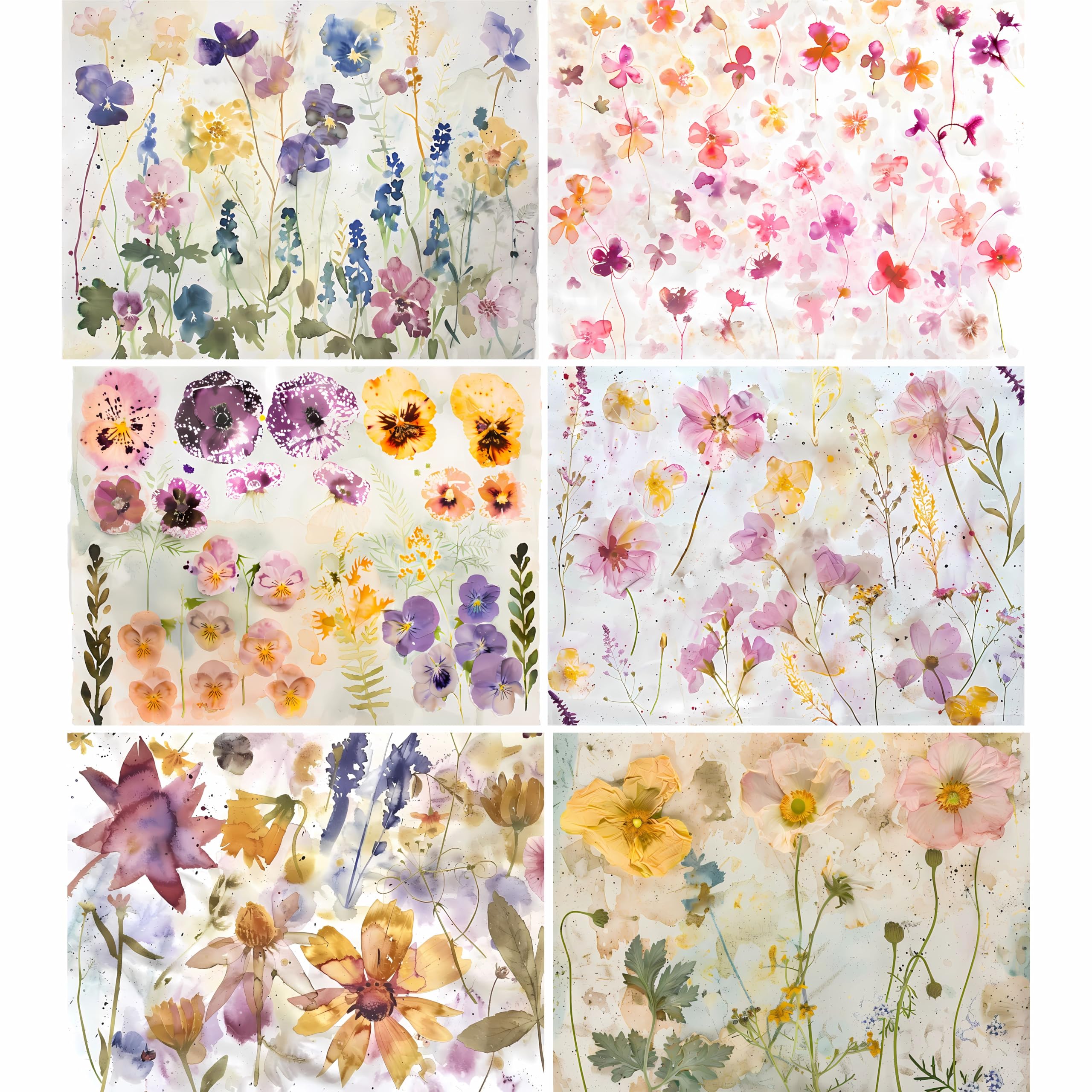 Abstract Flora Rice Papers – Decoupage Paper 6x Designs for Collage, Mixed Media, Card Making & Crafts, Decoupage by CRAFT KREATIVELY