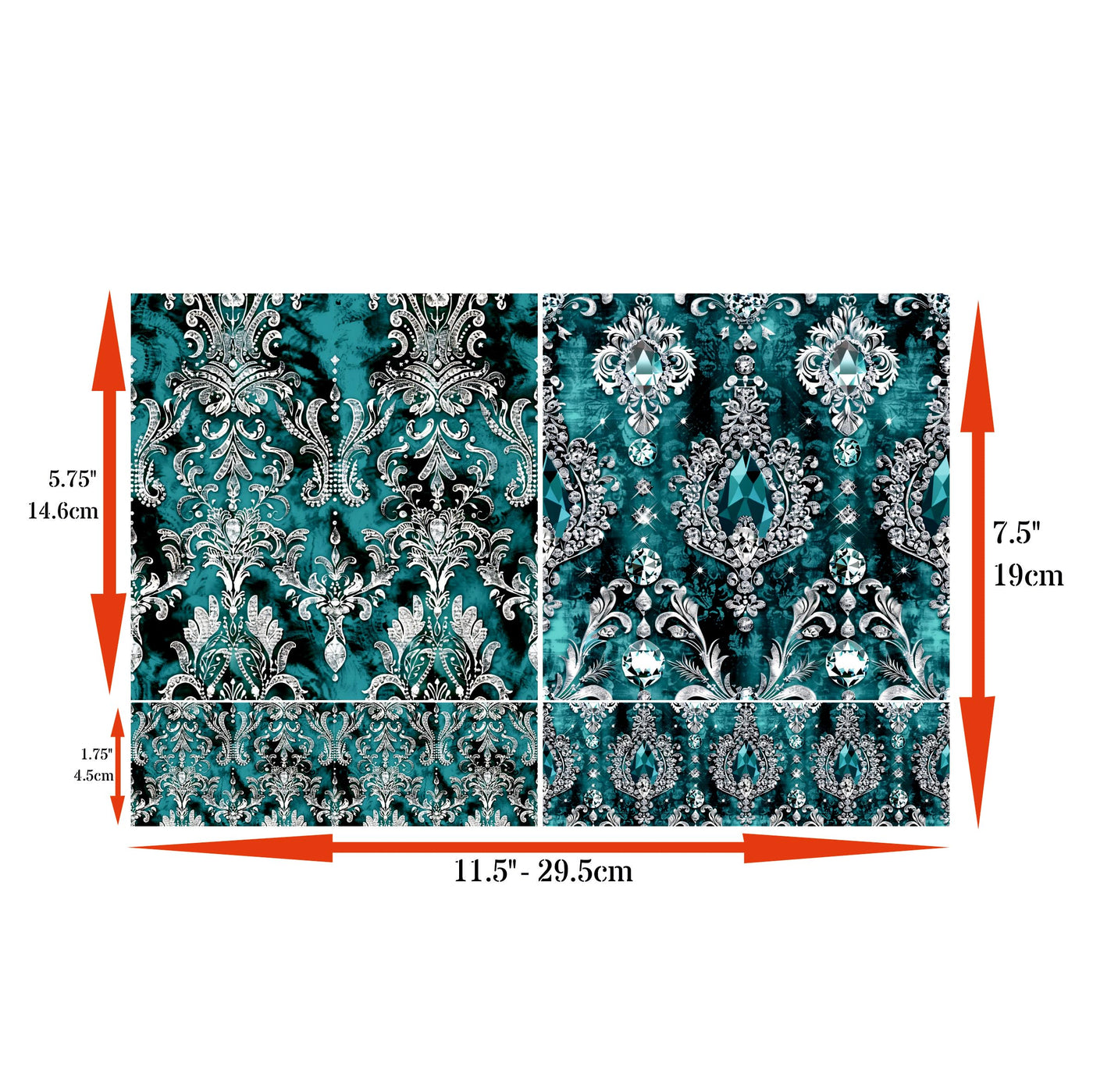 Crystal Damask Decoupage Rice Papers, 8 x 11.5 inch (A4) - 4 Sheets | 16 Pieces | 8 Unique Designs | Versatile Christmas Designs for Art Projects & Crafting by CRAFT KREATIVELY