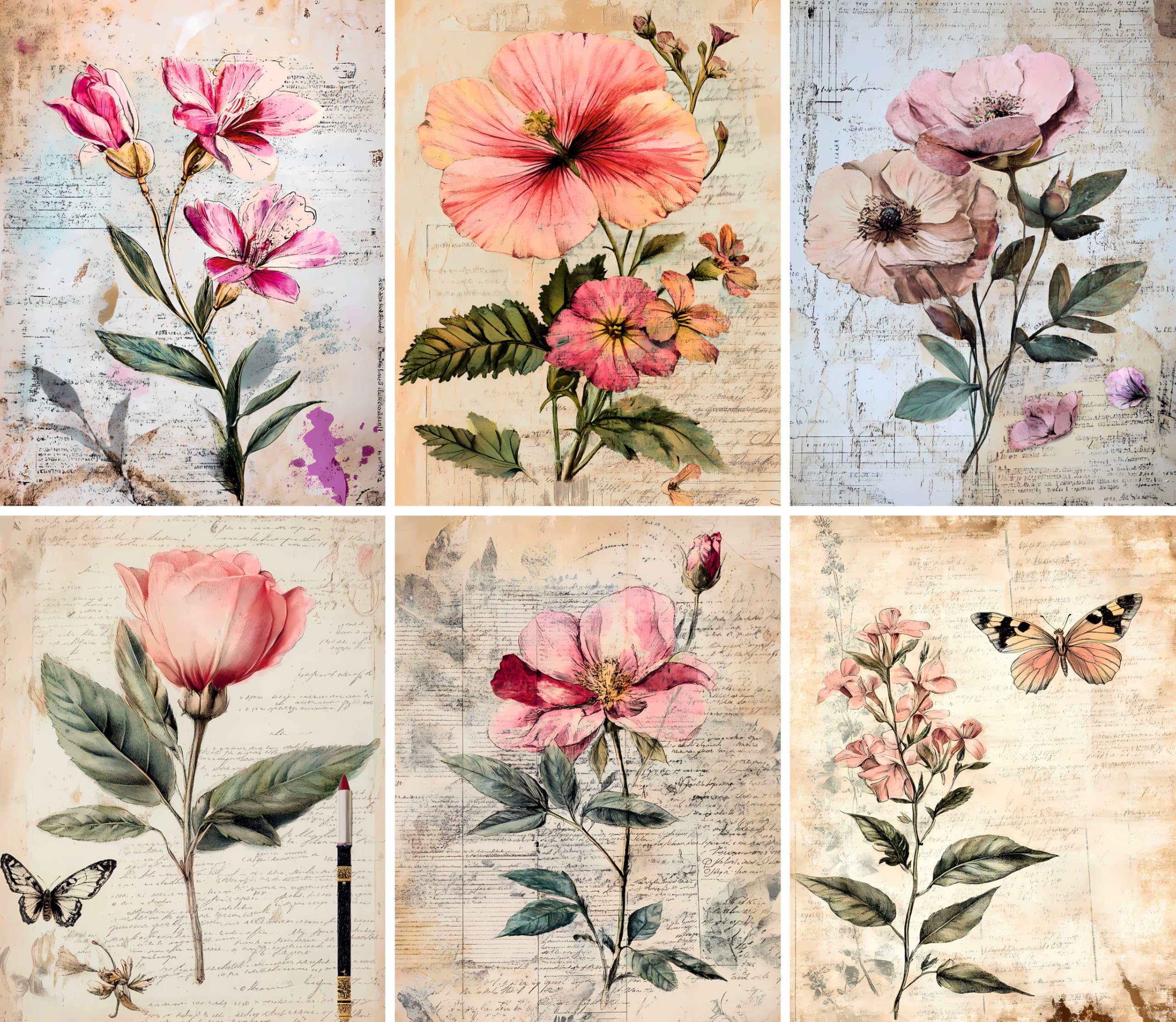 Decoupage Rice Paper, 20 x 26.5cm(6 Sheets) – 6x Decoupage Papers for Collage, Mixed Media, Card Making & Crafts, Decoupage by CRAFT KREATIVELY