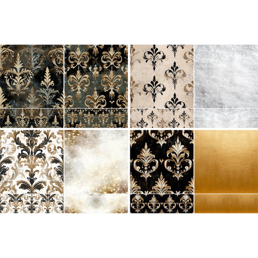 Winter Damask Decoupage Rice Papers, 8 x 11.5 inch (A4) - 4 Sheets | 16 Pieces | 8 Unique Designs | Versatile Christmas Designs for Art Projects & Crafting by CRAFT KREATIVELY