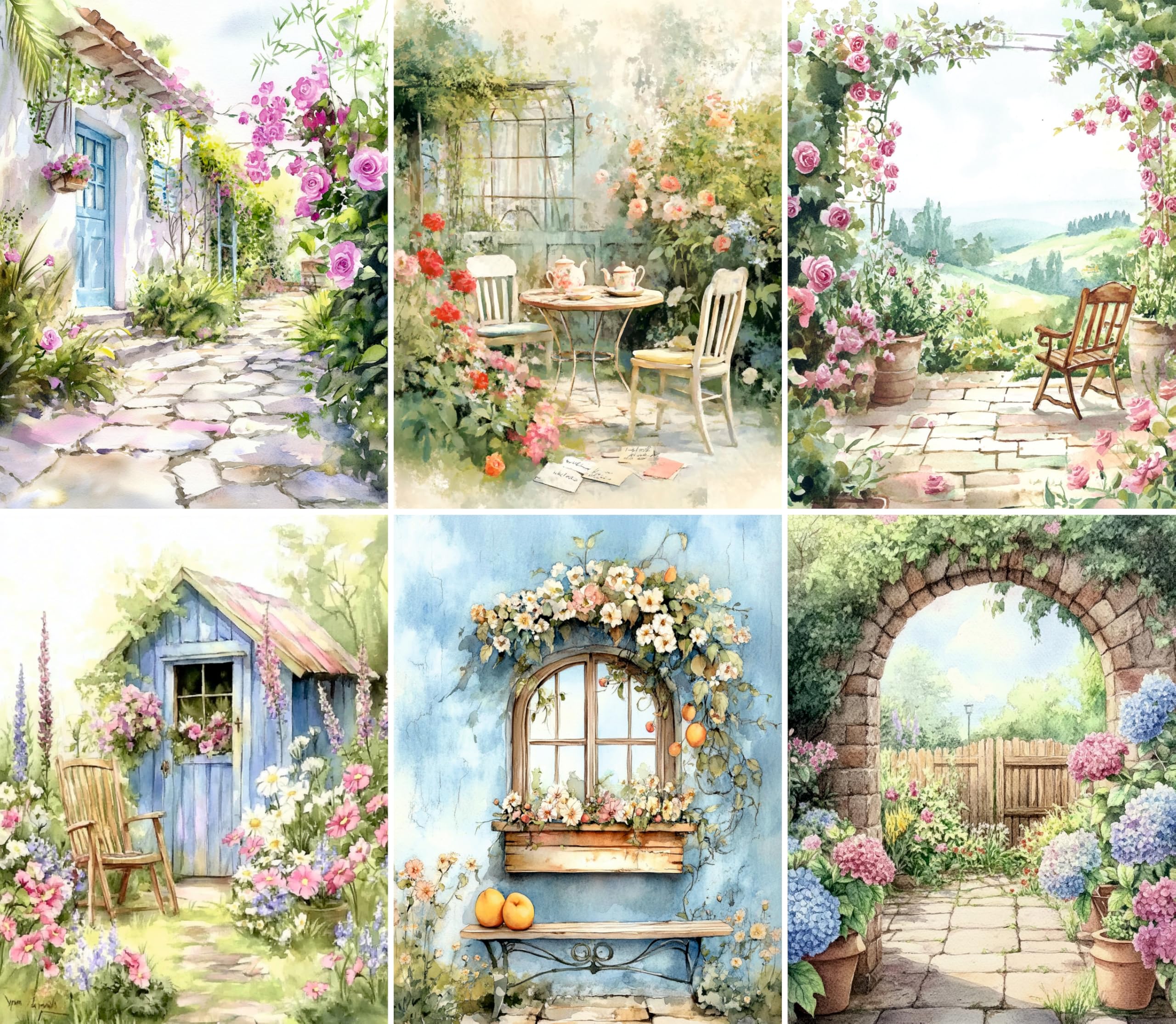 Decoupage Rice Paper, 20 x 26.5cm(6 Sheets) – 6x Decoupage Papers for Collage, Mixed Media, Card Making & Crafts, Decoupage by CRAFT KREATIVELY
