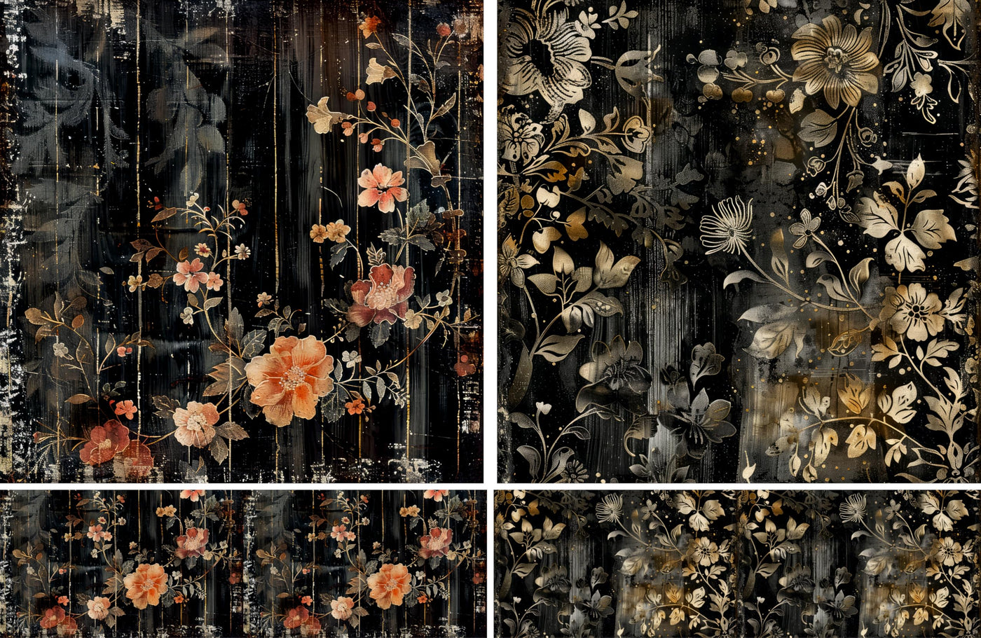Dark Distressed Decoupage Rice Papers, 8 x 11.5 inch (A4) - 4 Sheets | 16 Pieces | 8 Unique Designs | Versatile Christmas Designs for Art Projects & Crafting by CRAFT KREATIVELY