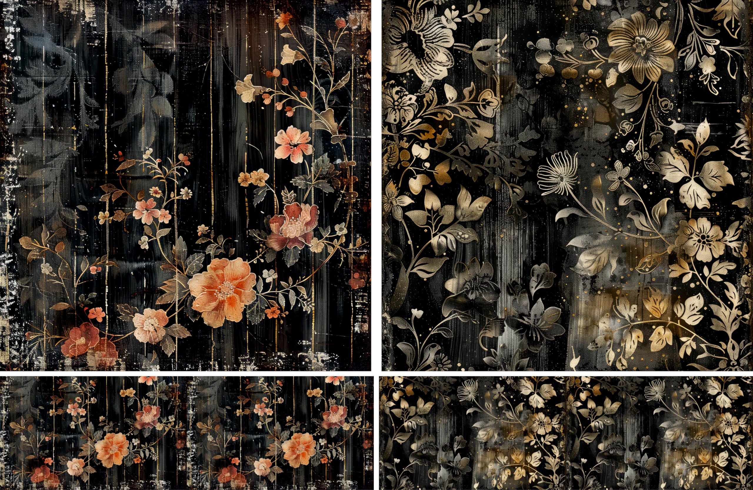 Dark Distressed Decoupage Rice Papers, 8 x 11.5 inch (A4) - 4 Sheets | 16 Pieces | 8 Unique Designs | Versatile Christmas Designs for Art Projects & Crafting by CRAFT KREATIVELY