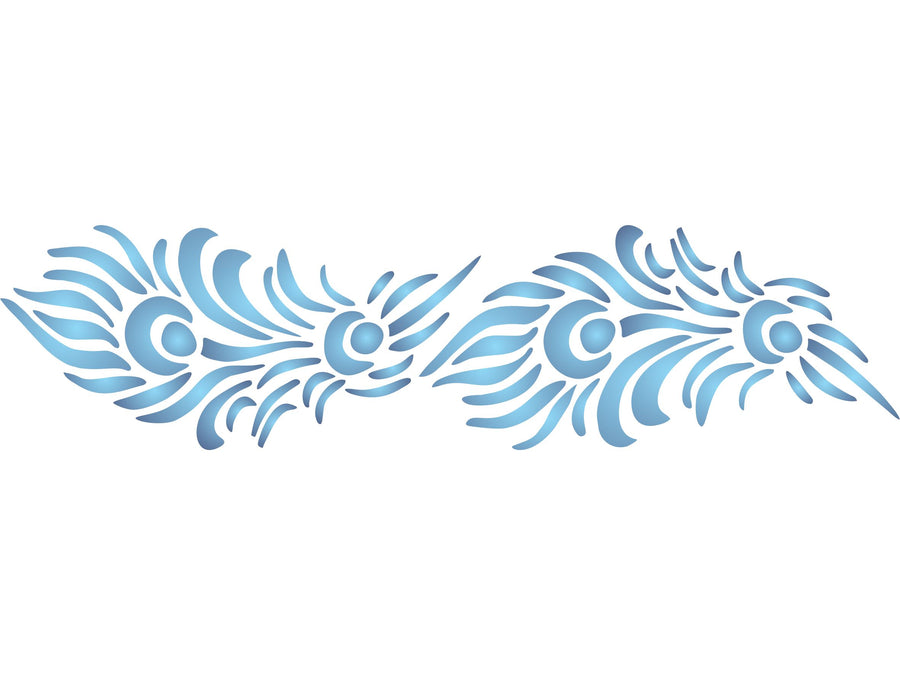 Peacock Feather Stencil - Classic Vintage Decor Border Feathers