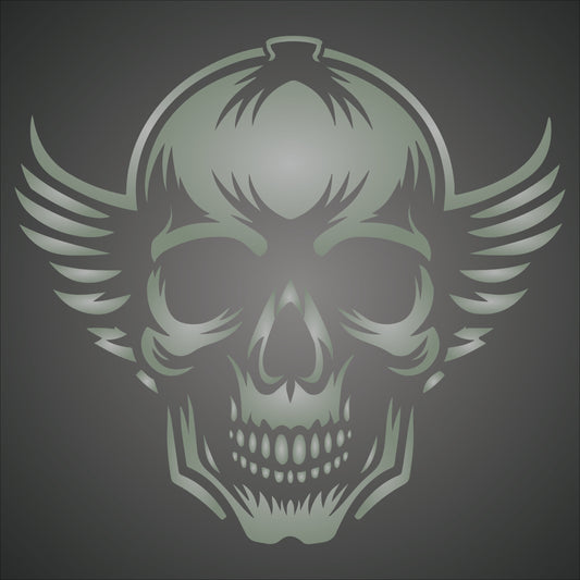 Winged Skull Stencil - Reusable Mylar Halloween Gothic Design for Painting