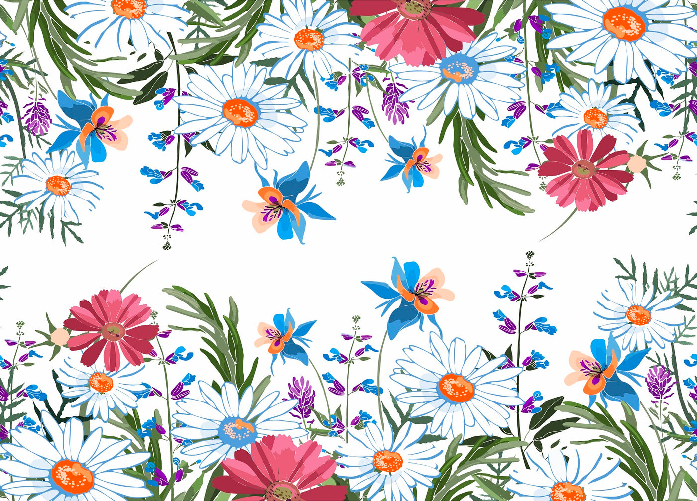 Daisy Border Rice Paper- 7 Sheets Printed Mulberry Paper Border 36gsm