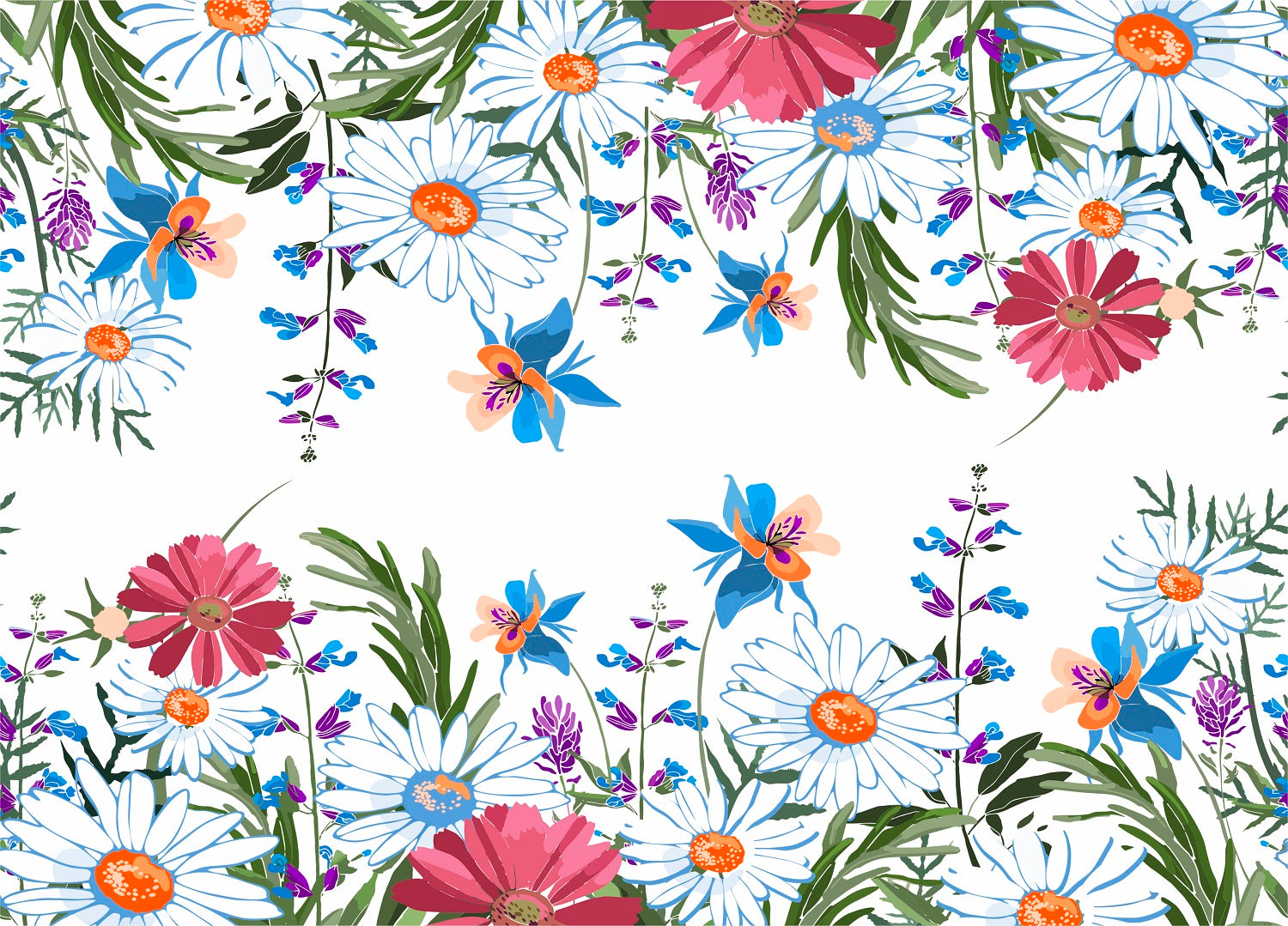 Daisy Border Rice Paper- 7 Sheets Printed Mulberry Paper Border 36gsm