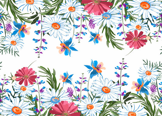 Daisy Border Rice Paper- 7 Sheets Printed Mulberry Paper Border 36gsm