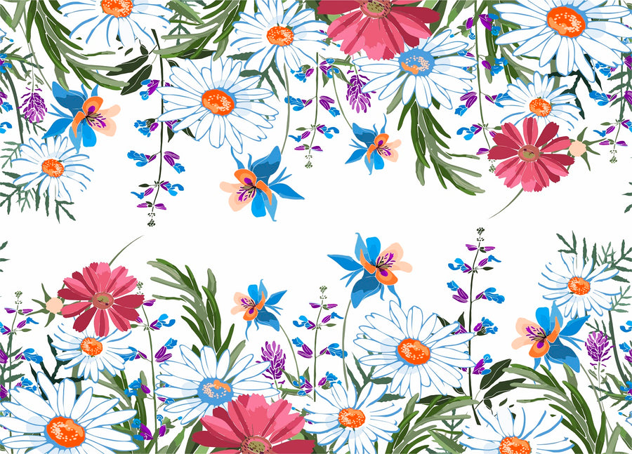 Daisy Border Rice Paper- 7 Sheets Printed Mulberry Paper Border 36gsm