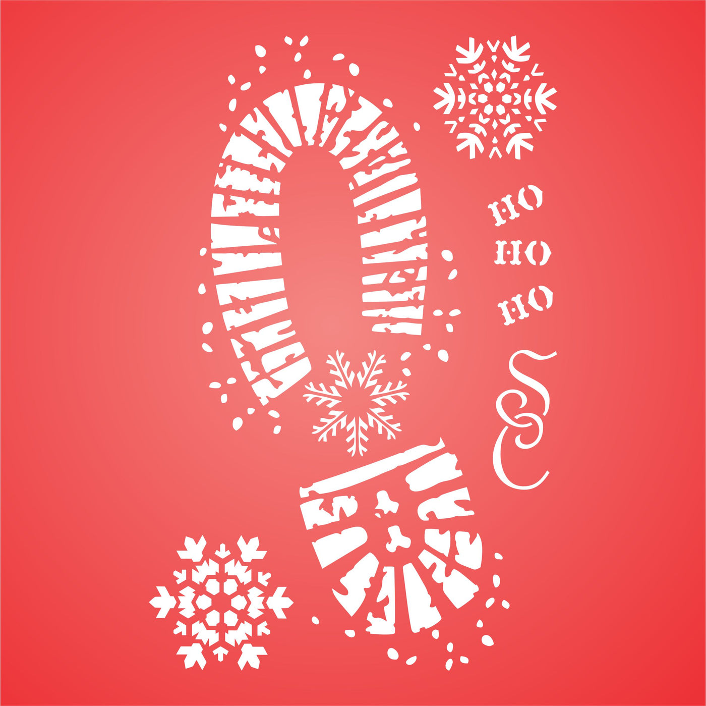 Santas Footprint Stencil - Christmas Decoration Boot Print Snowflakes