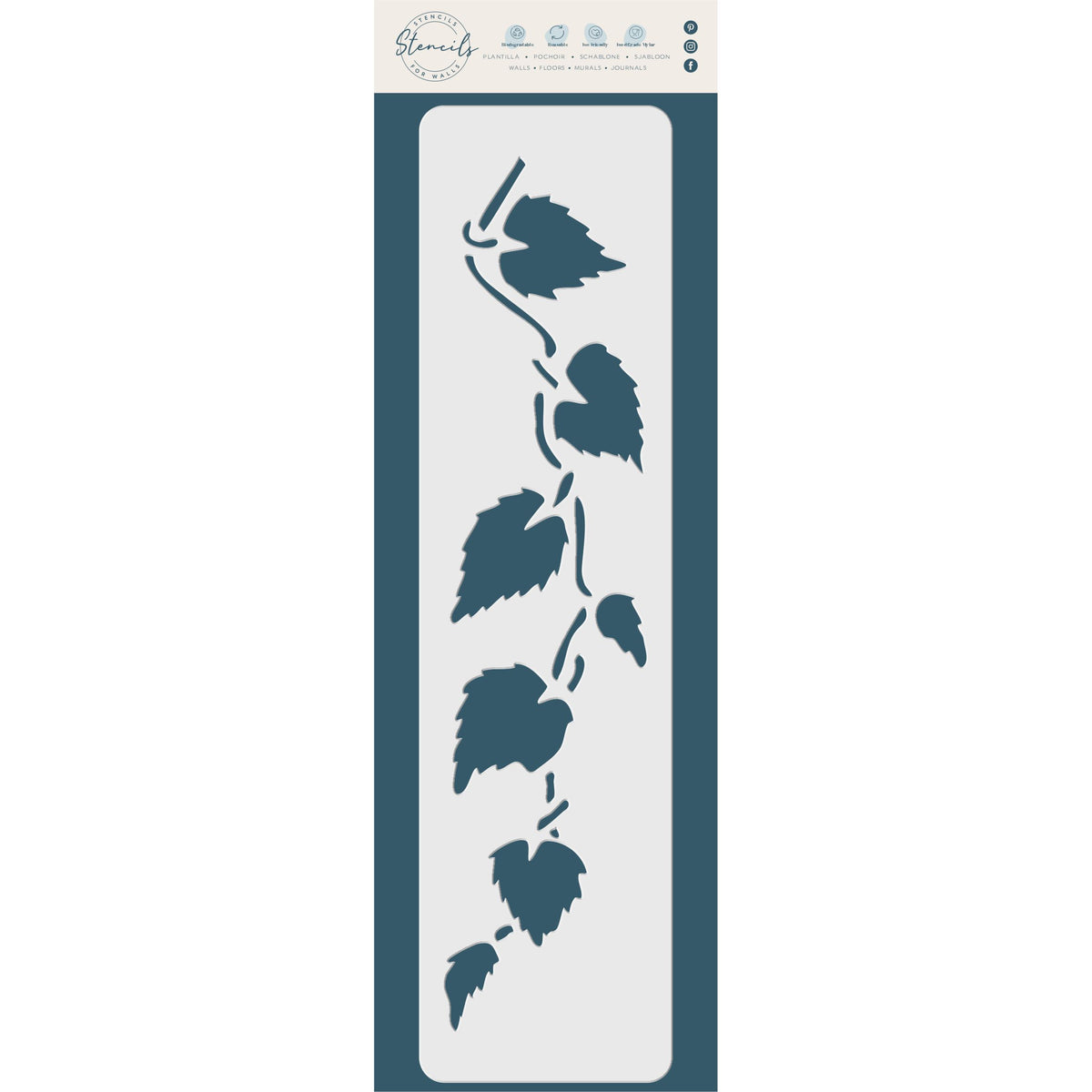 Leaves Stencil, 16.51 x 3.81 cm - Leaf Border Art Decor