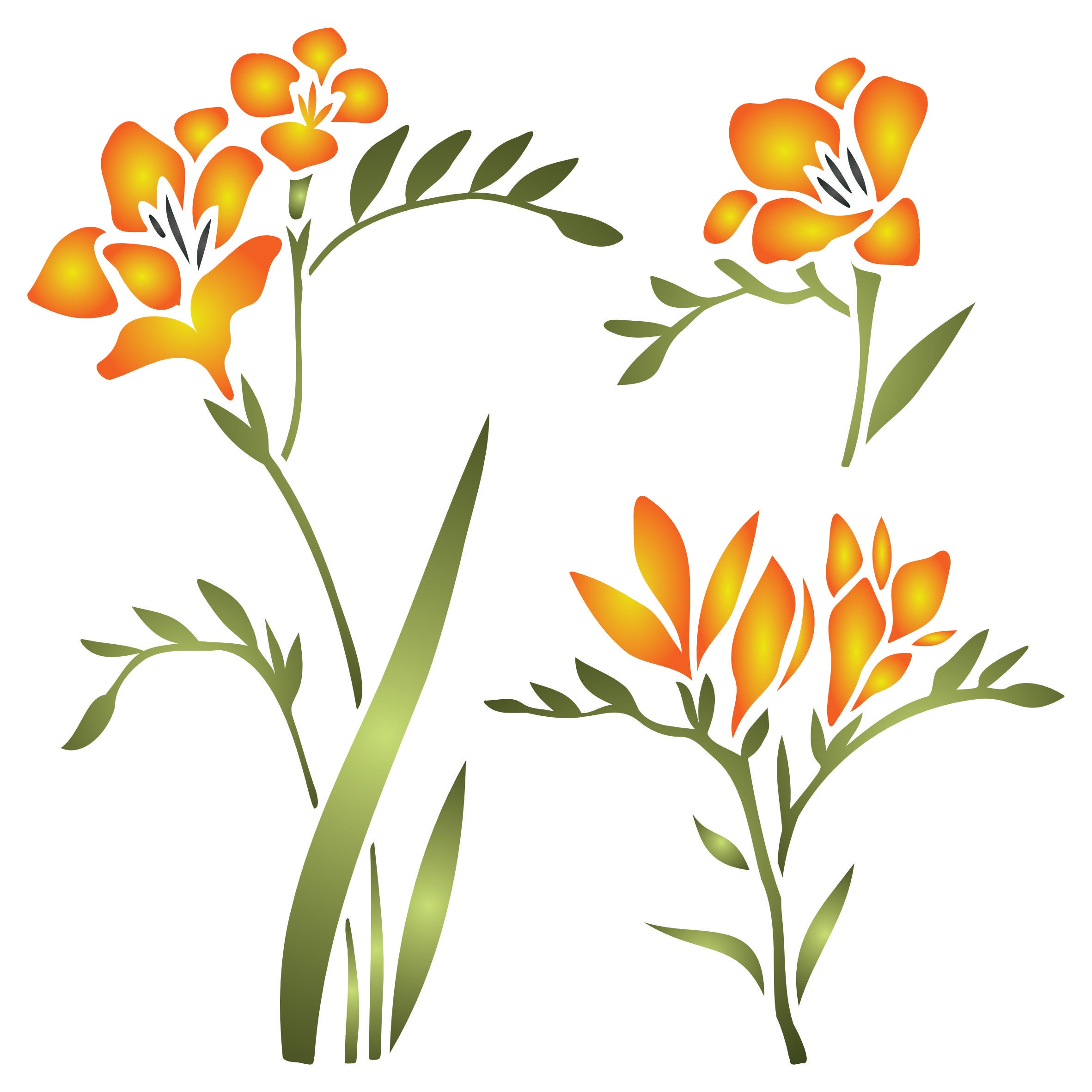 Freesia Flower Stencil, 16.5 x 16.5cm - Reusable Mylar Designs for Painting