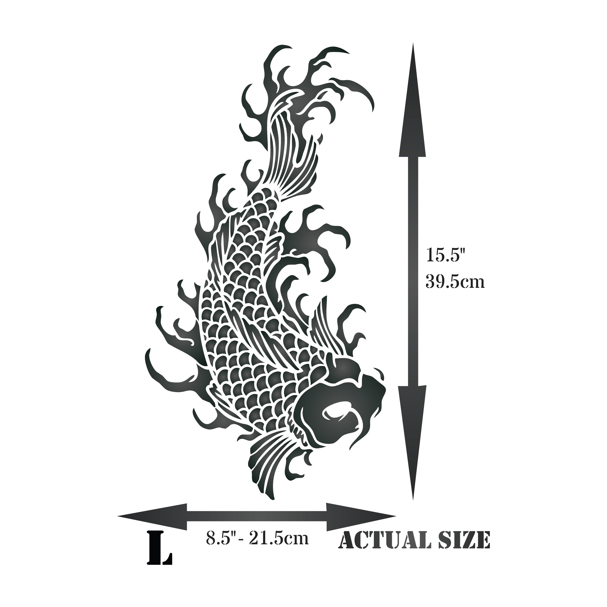 Japanese Koi Stencil - Koi Carp Harmony Good Luck Strength