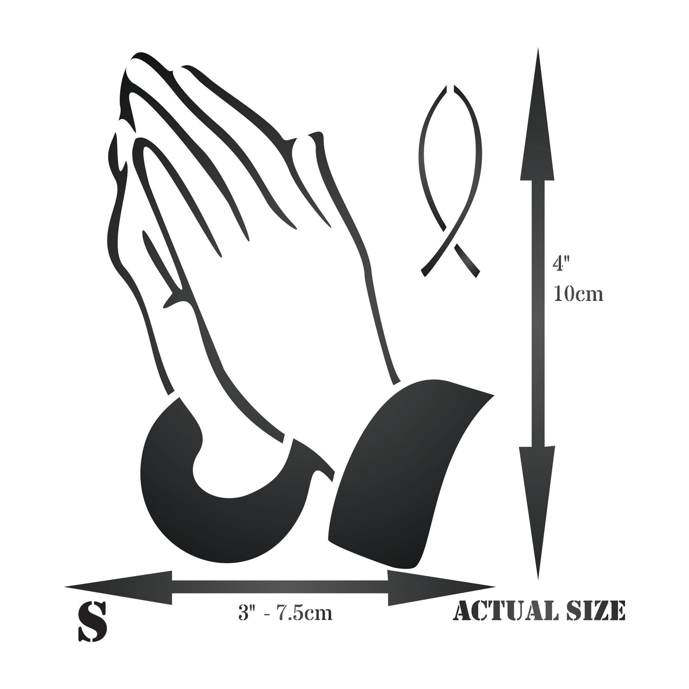 Praying Hands Stencil - Religious Catholic Fish Decor Cards