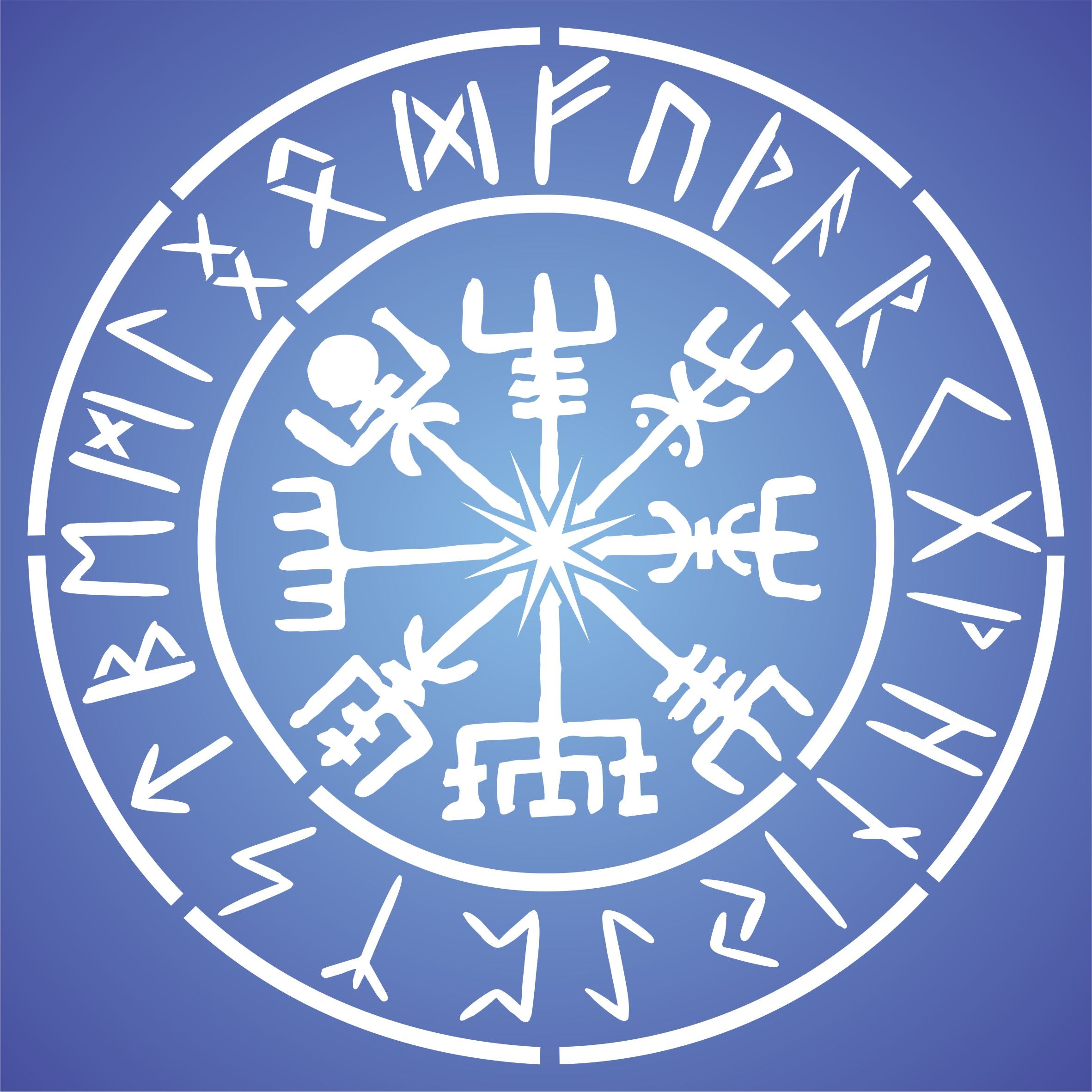 Viking Compass Stencil - Vegvisir Runic Nordic Compass Protection and Guidance