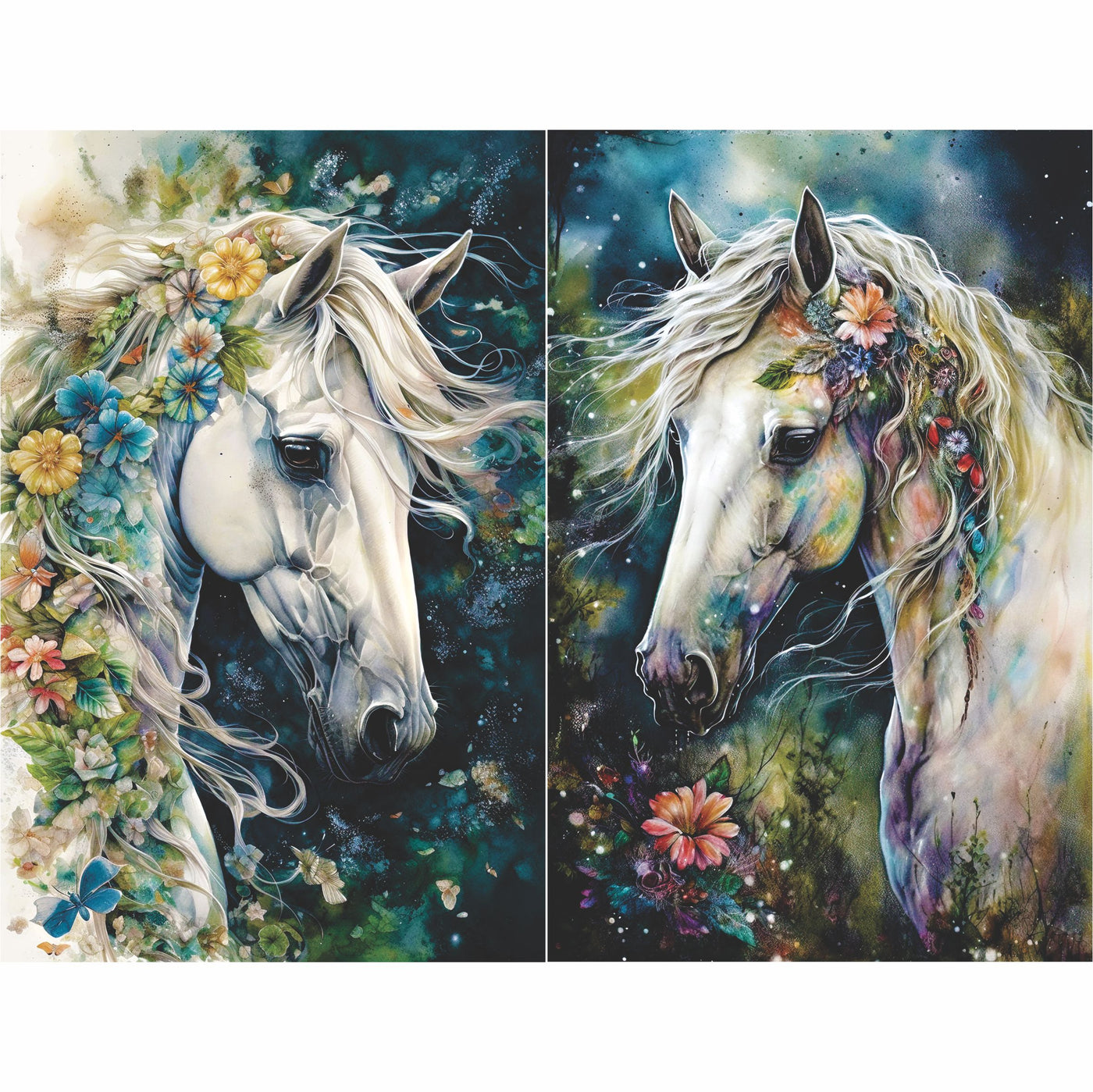 Bohemian Horses Rice Paper, 8 x 10.5 inch â€“ for Decoupage Scrapbooking Craft