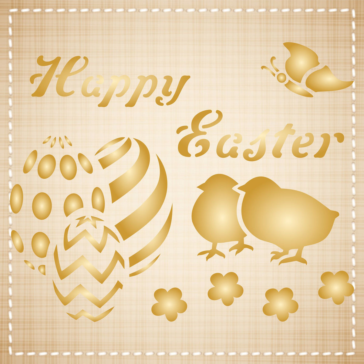 Happy Easter Stencil, 10.16 x 8.26 cm - Classic Easter Card Design