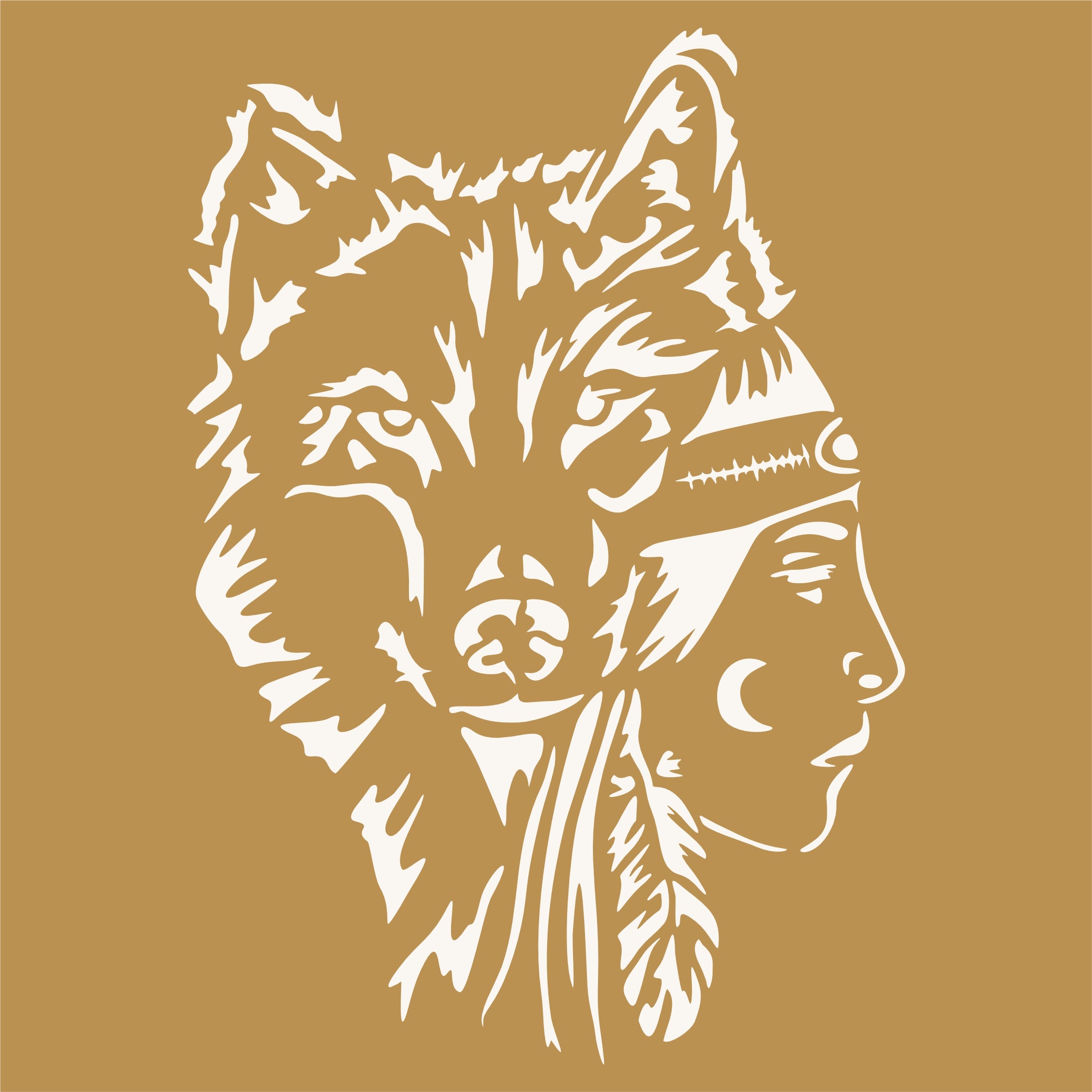 Wolf Girl Stencil - Native American Protectors of Souls Spirit Guide