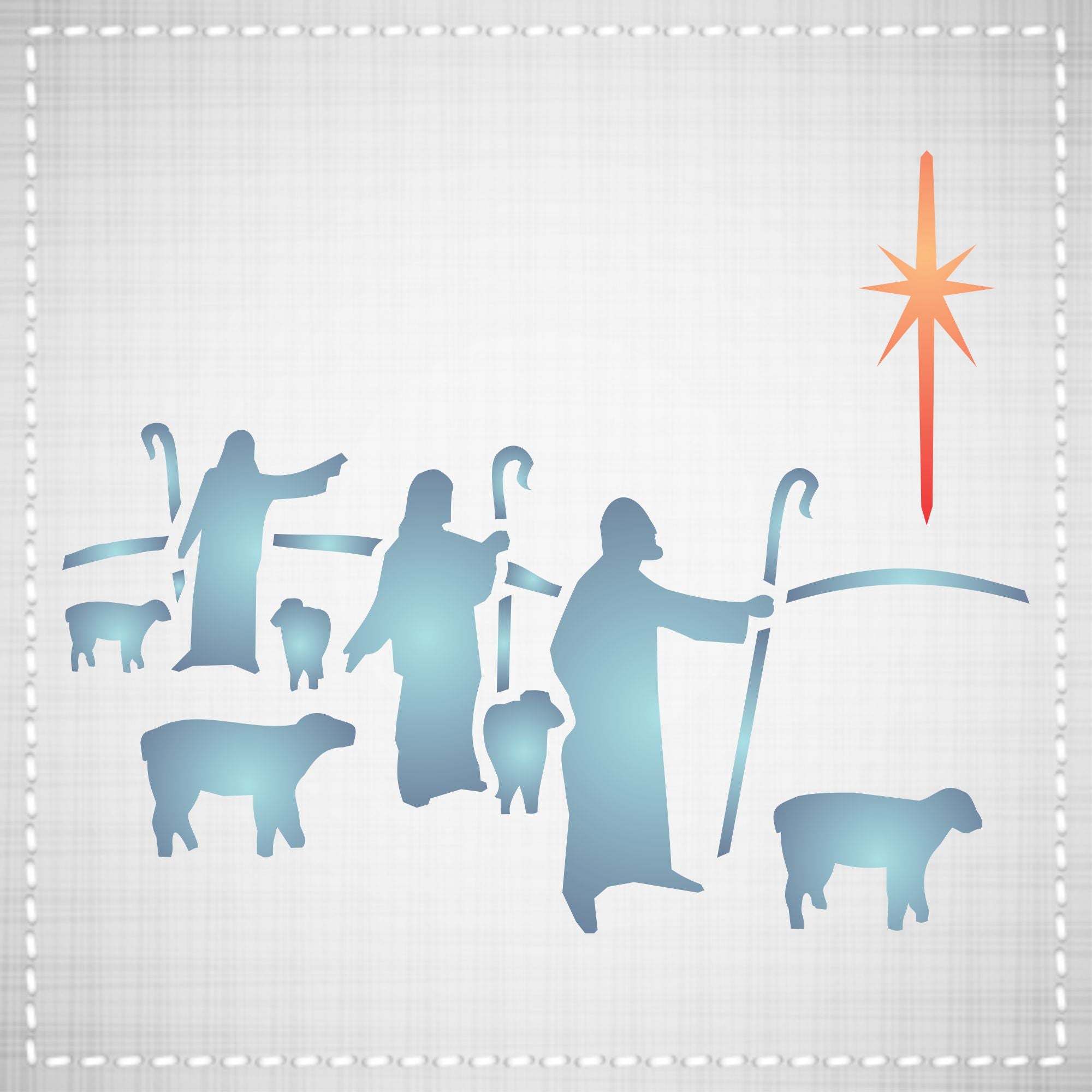 Christmas Shepherds Stencil - Classic Religious Nativity Decor Cards