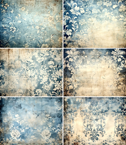 Blue Damask Rice Paper, 20.32 x 26.67 cm - for Decoupage Scrapbooking Cards Crafts