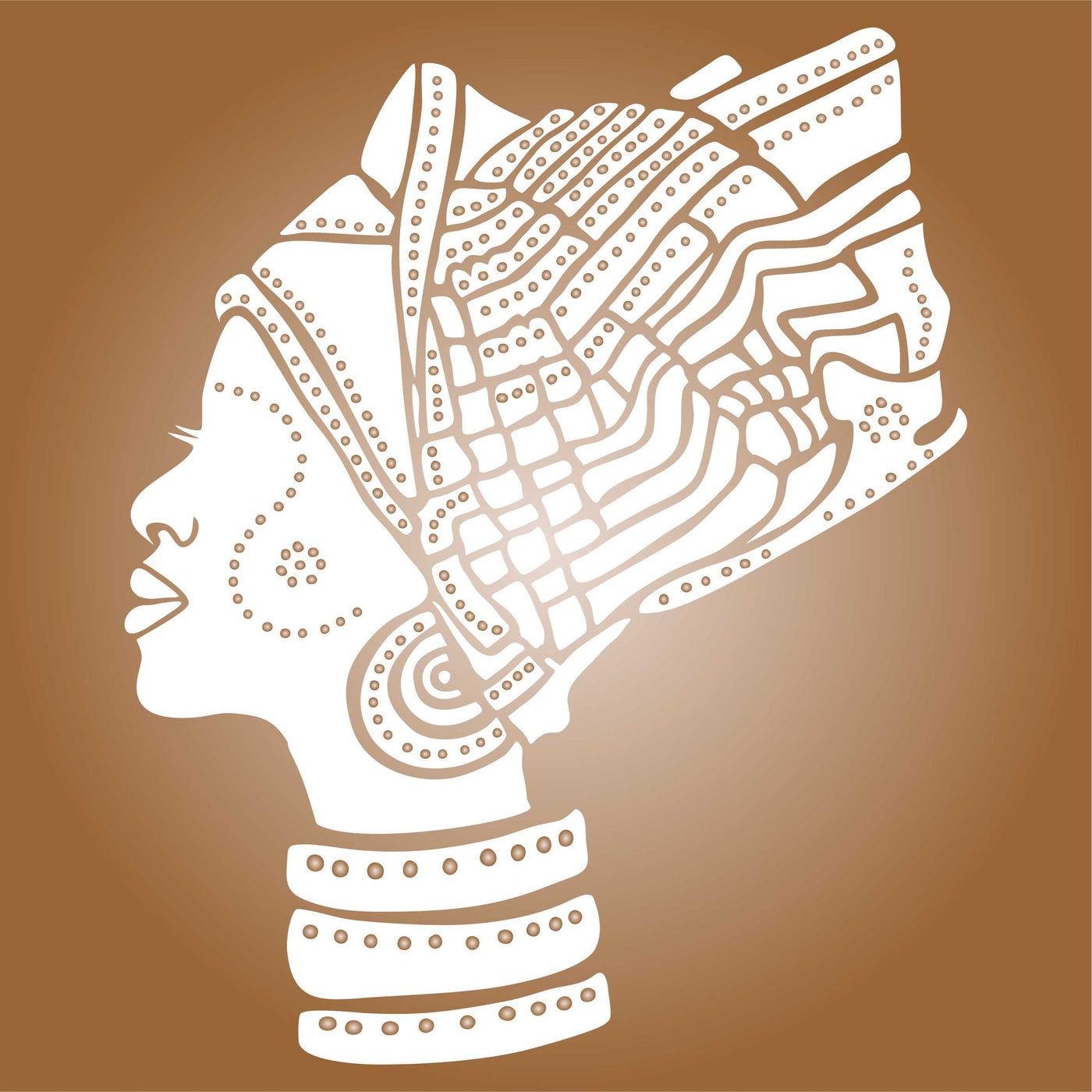 African Headdress Stencil - Traditional African Headwrap Scarf