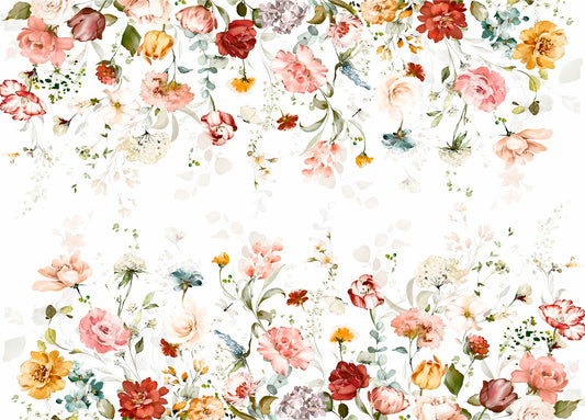 Blush Border Rice Paper- 9 Sheets Printed Mulberry Paper Border 36gsm