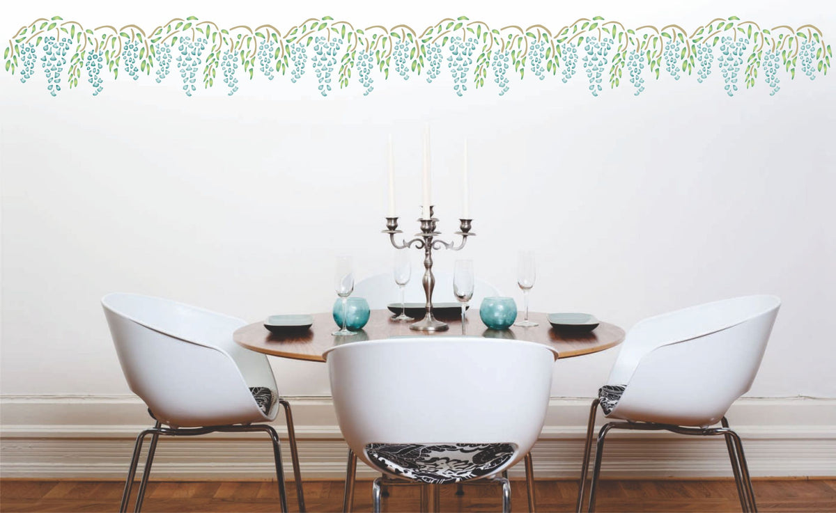 Wisteria Stencil, 40.64 x 21.59 cm - Classic Whisteria Flower Border
