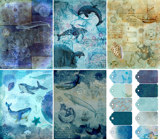 Ocean Decoupage Rice Paper, 20.32 x 26.67 cm - for Decoupage Scrapbooking Craft