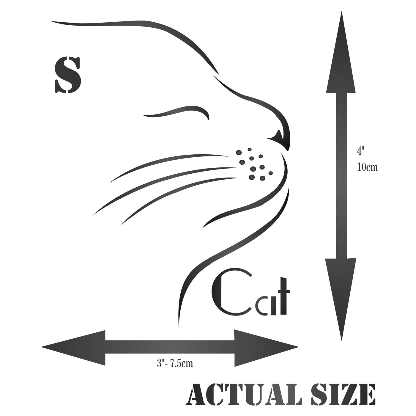 Cat Stencil - Line Art Pet Friend Animal Head