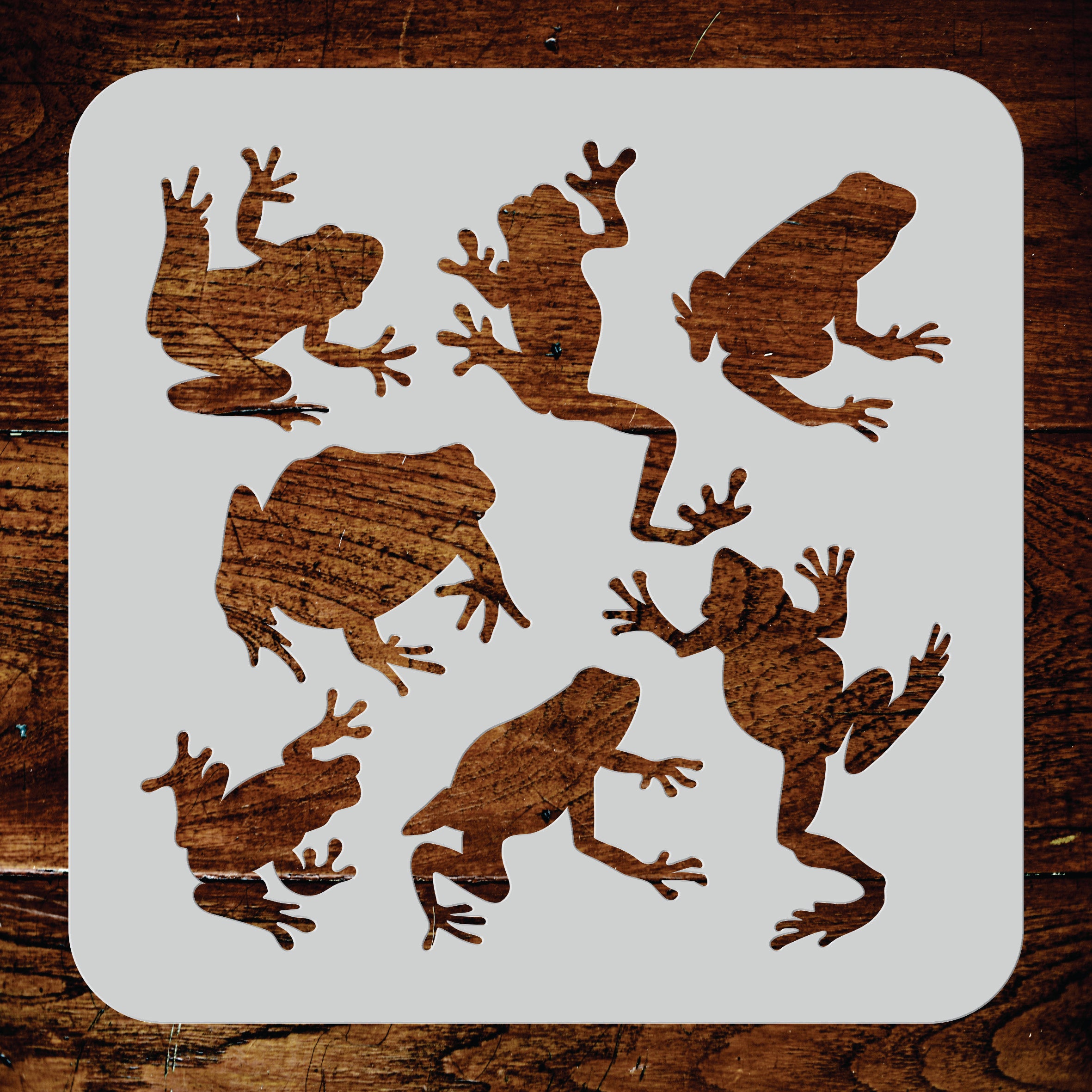 Frogs Stencil - Reusable Mylar Toad Design for Painting or Tracing