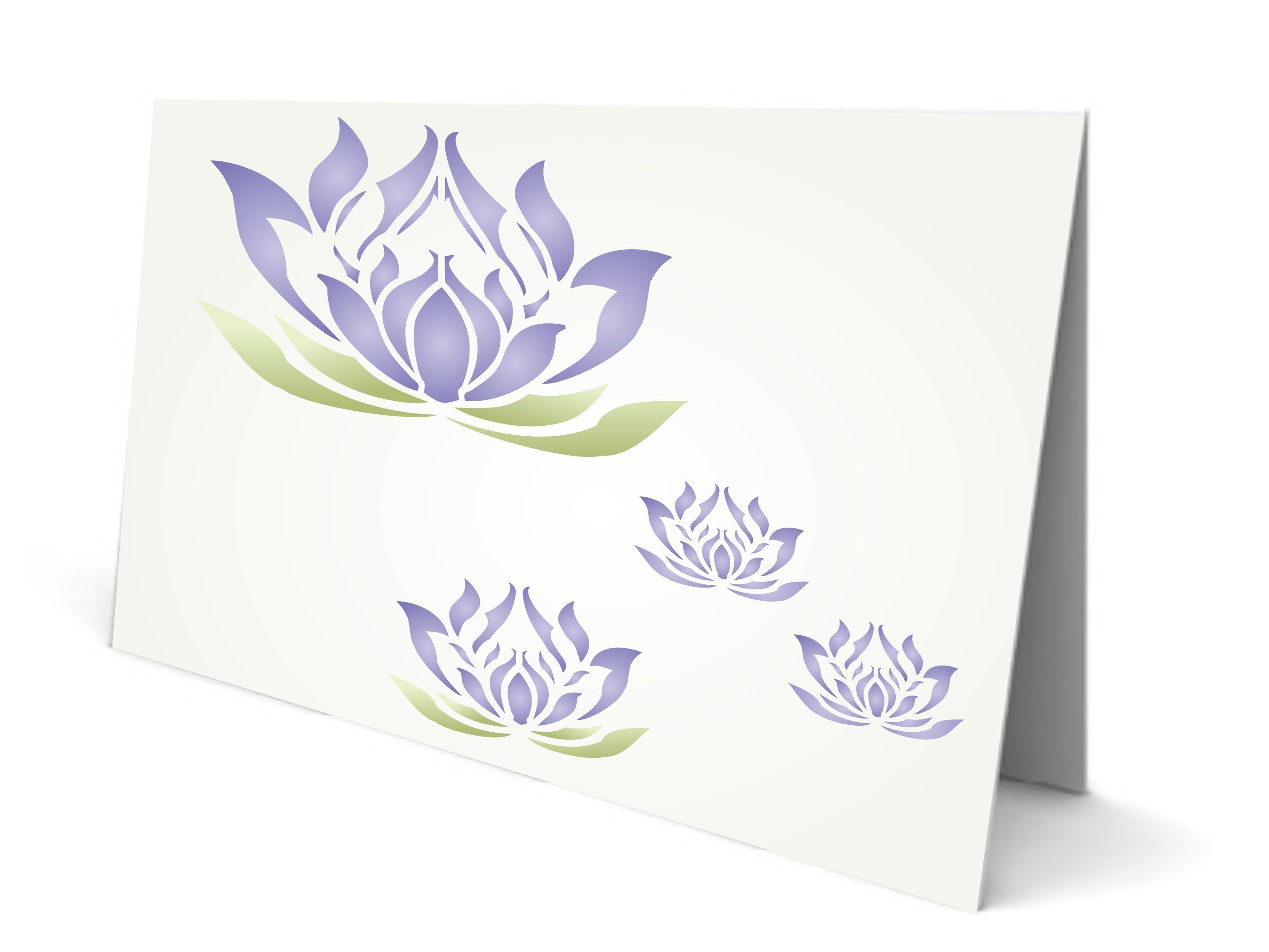 Lotus Flowers Stencil, 6.5 x 6.5 inch - Large Lotus Flower Mural