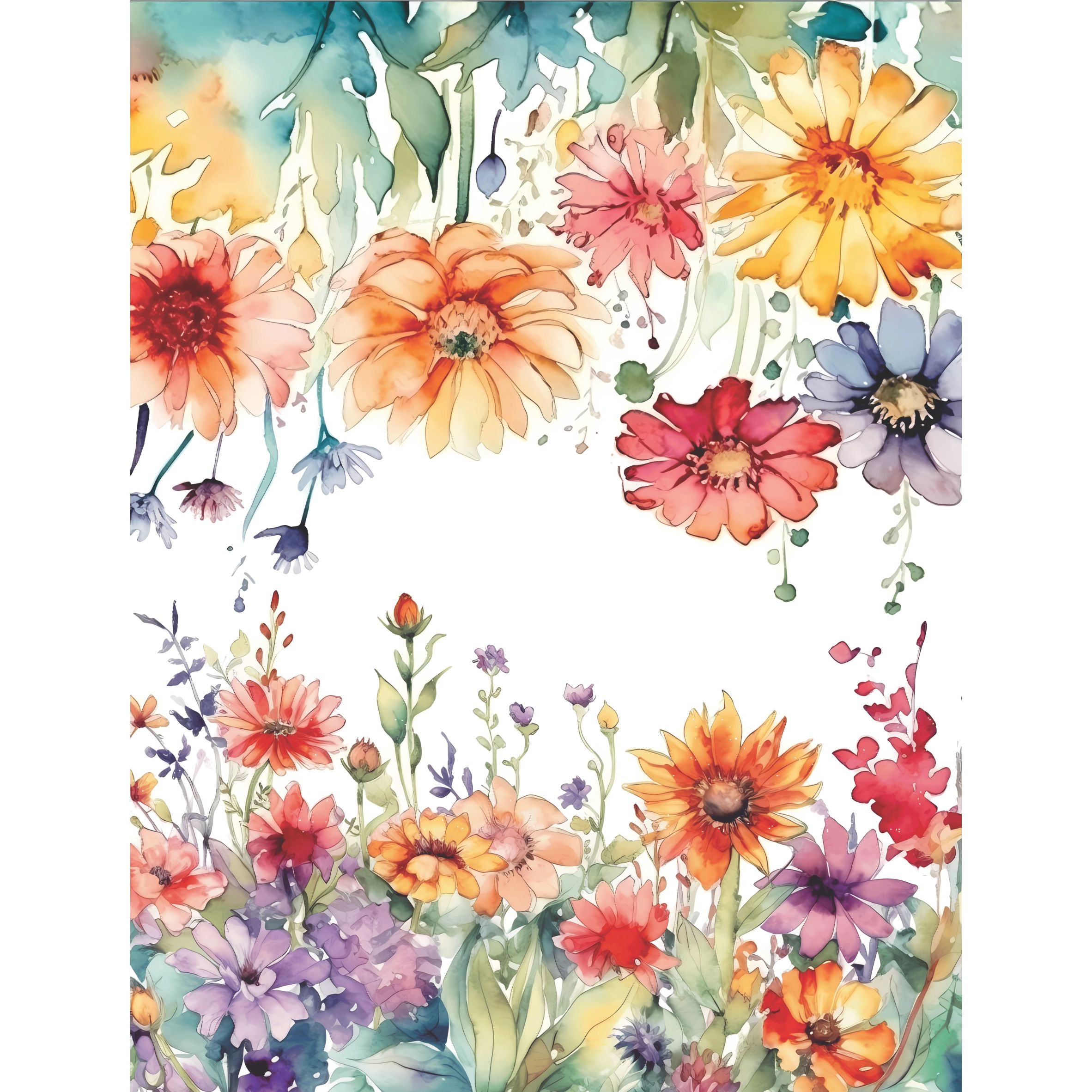 Wild Flower Borders Rice Paper, 20.32 x 26.67 cm - for Decoupage Cards Crafts