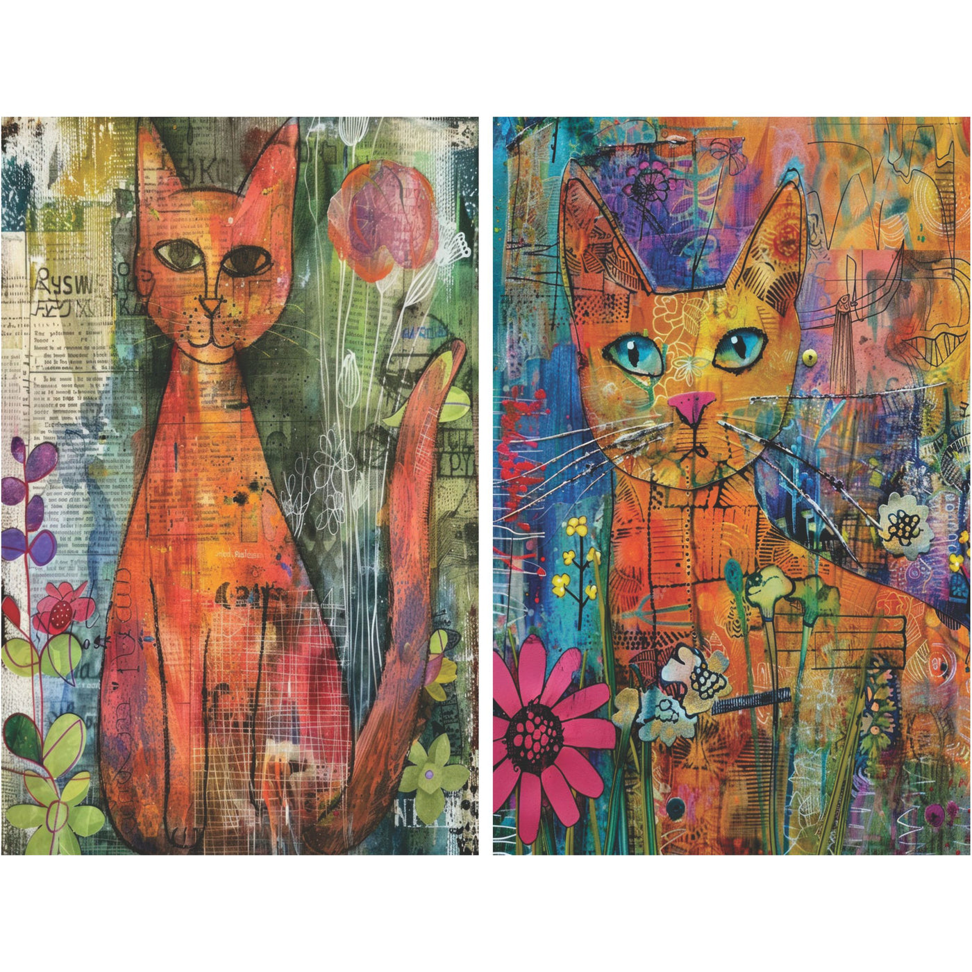 Cats Decoupage Rice Paper, 8 x 10.5 inch - for Decoupage Scrapbooking Crafts