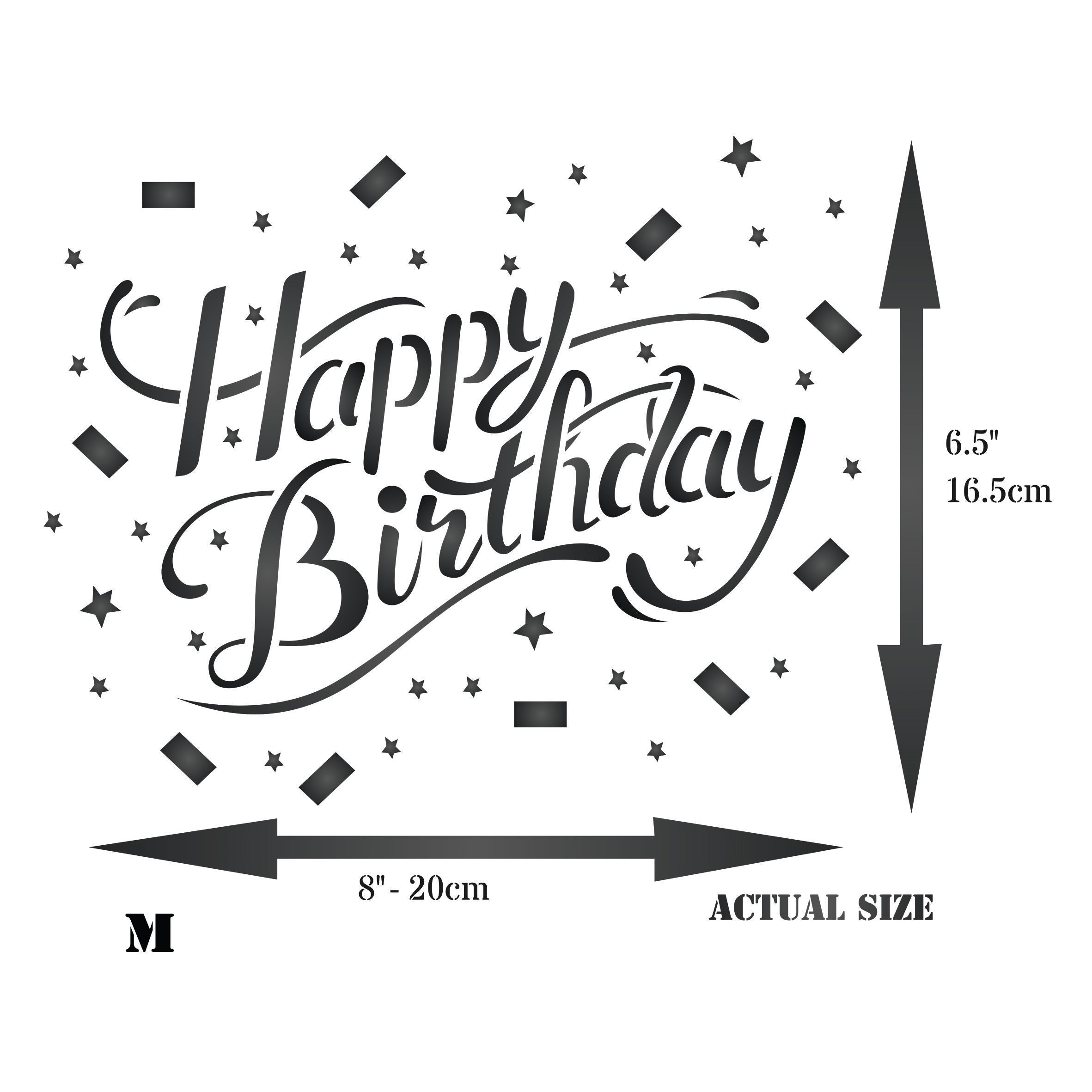 Happy Birthday Stencil - Birthday Sign Words